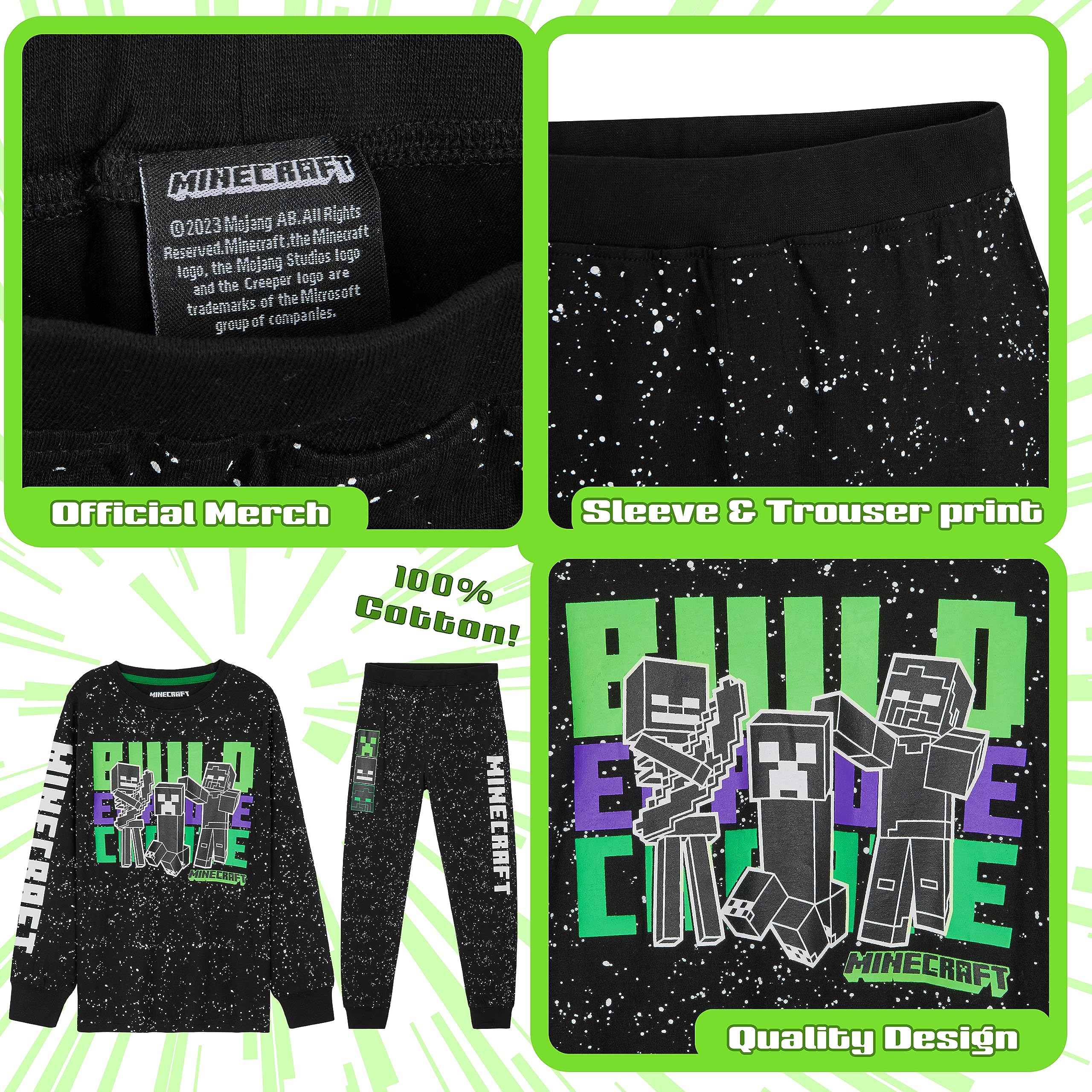 Foto 5 pulgar | Conjunto De Pijama Minecraft Para Niños De 5 A 14 Años, Color Negro - Venta Internacional.