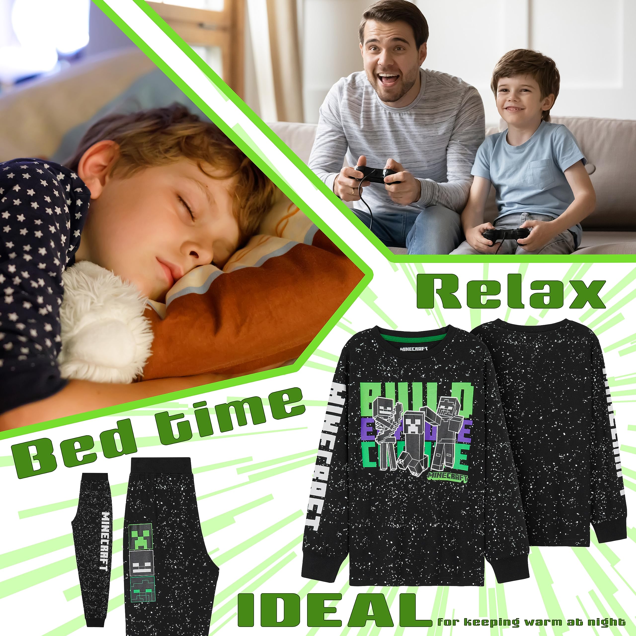 Foto 6 pulgar | Conjunto De Pijama Minecraft Para Niños De 5 A 14 Años, Color Negro - Venta Internacional.