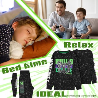 Foto 5 | Conjunto De Pijama Minecraft Para Niños De 5 A 14 Años, Color Negro - Venta Internacional.
