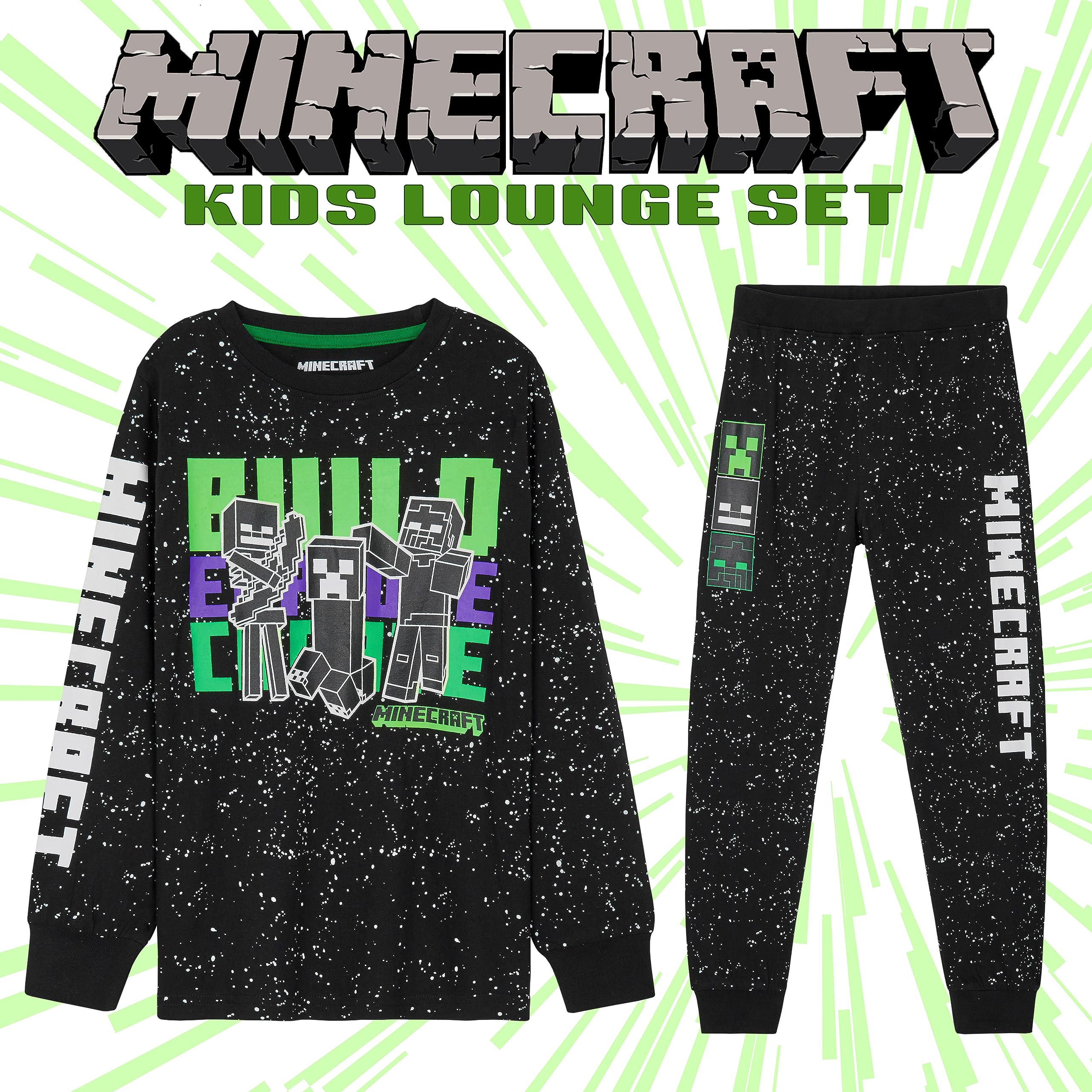 Foto 7 pulgar | Conjunto De Pijama Minecraft Para Niños De 5 A 14 Años, Color Negro - Venta Internacional.