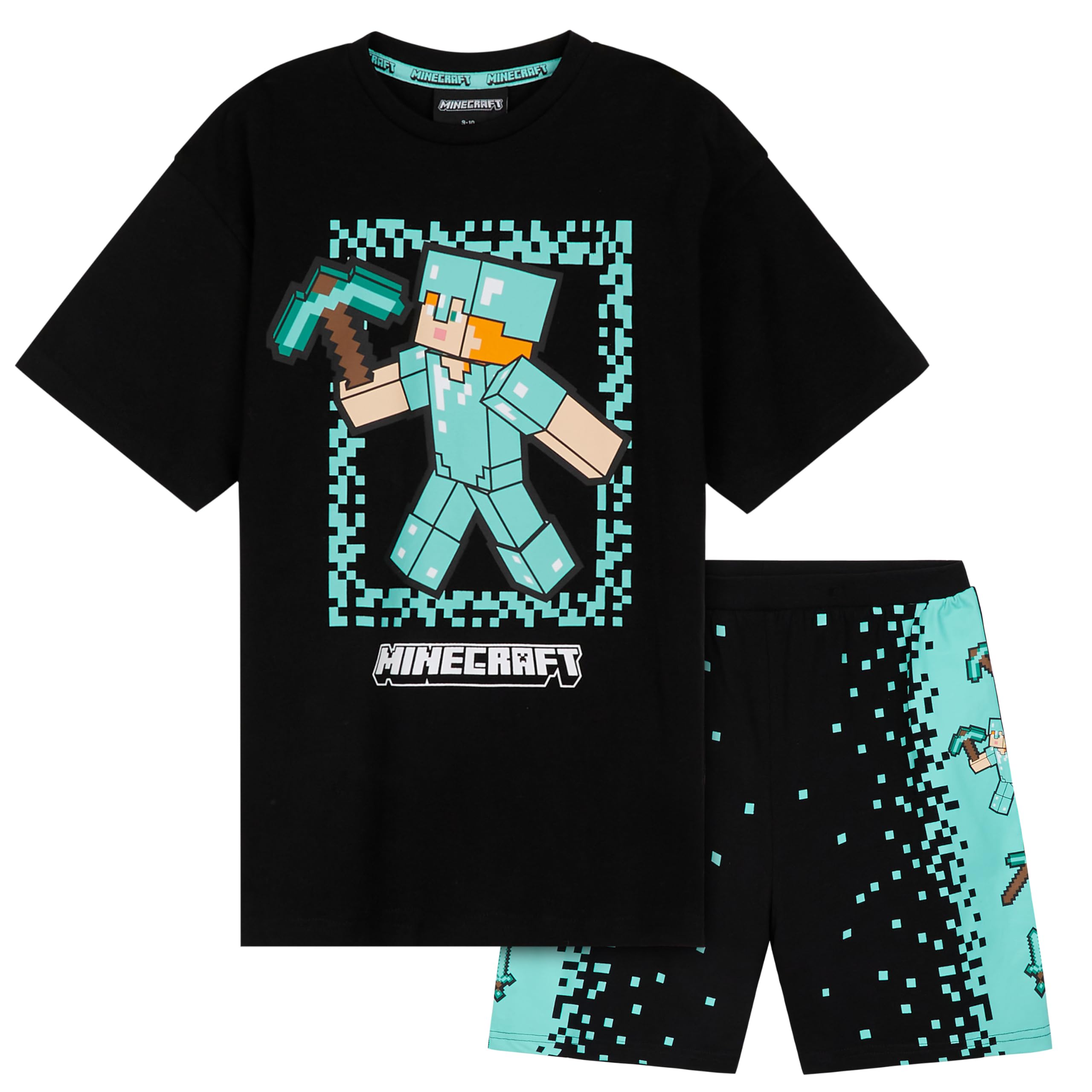 Foto 2 pulgar | Conjunto De Pijama De Minecraft Para Niños, Pantalones Cortos De Algodón, 7 A 8 Años - Venta Internacional.