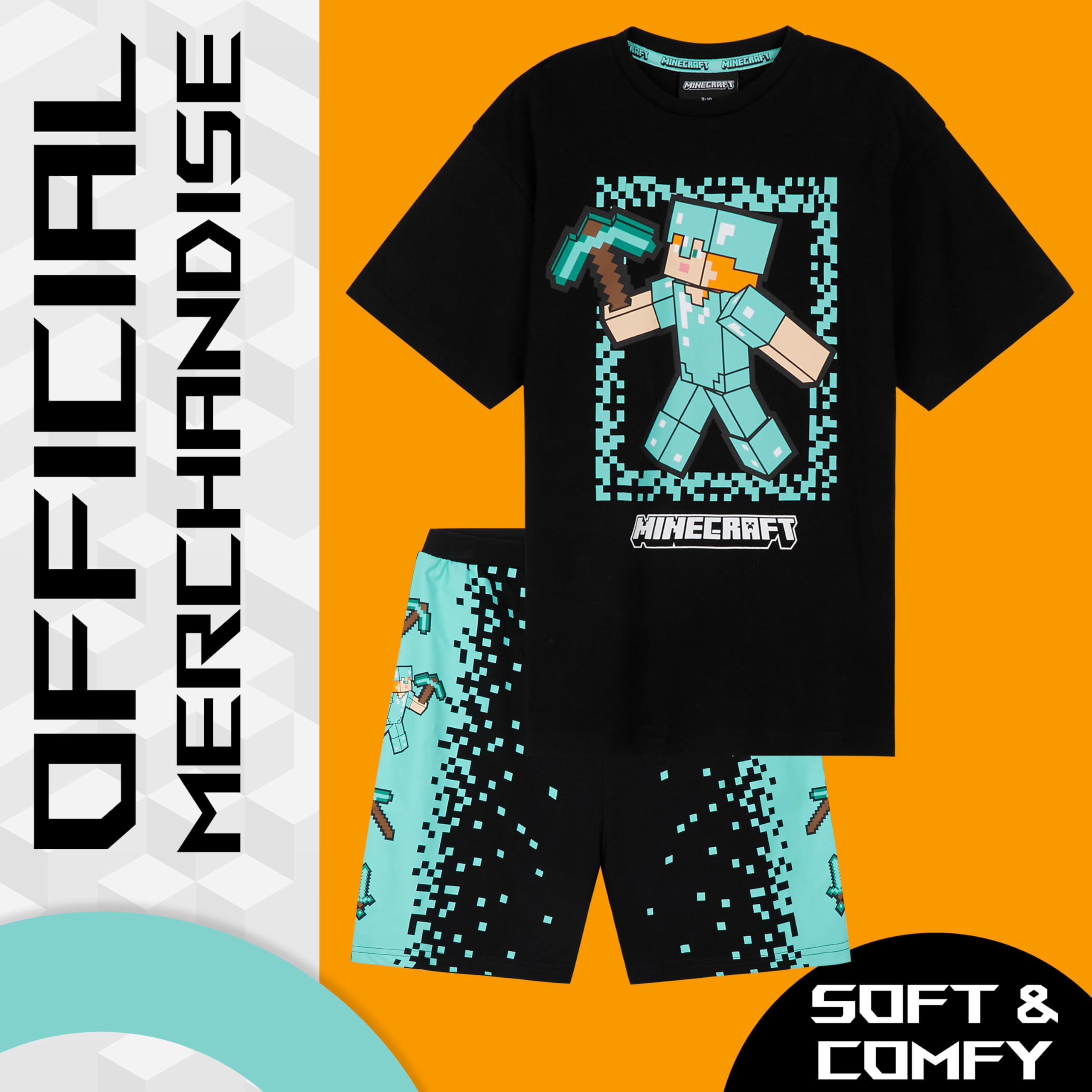 Foto 6 pulgar | Conjunto De Pijama De Minecraft Para Niños, Pantalones Cortos De Algodón, 7 A 8 Años - Venta Internacional.