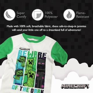 Foto 3 | Conjunto De Pijama Minecraft Para Niños, 4 Piezas, 100% Algodón, Ajuste Ceñido, 6 Años - Venta Internacional.