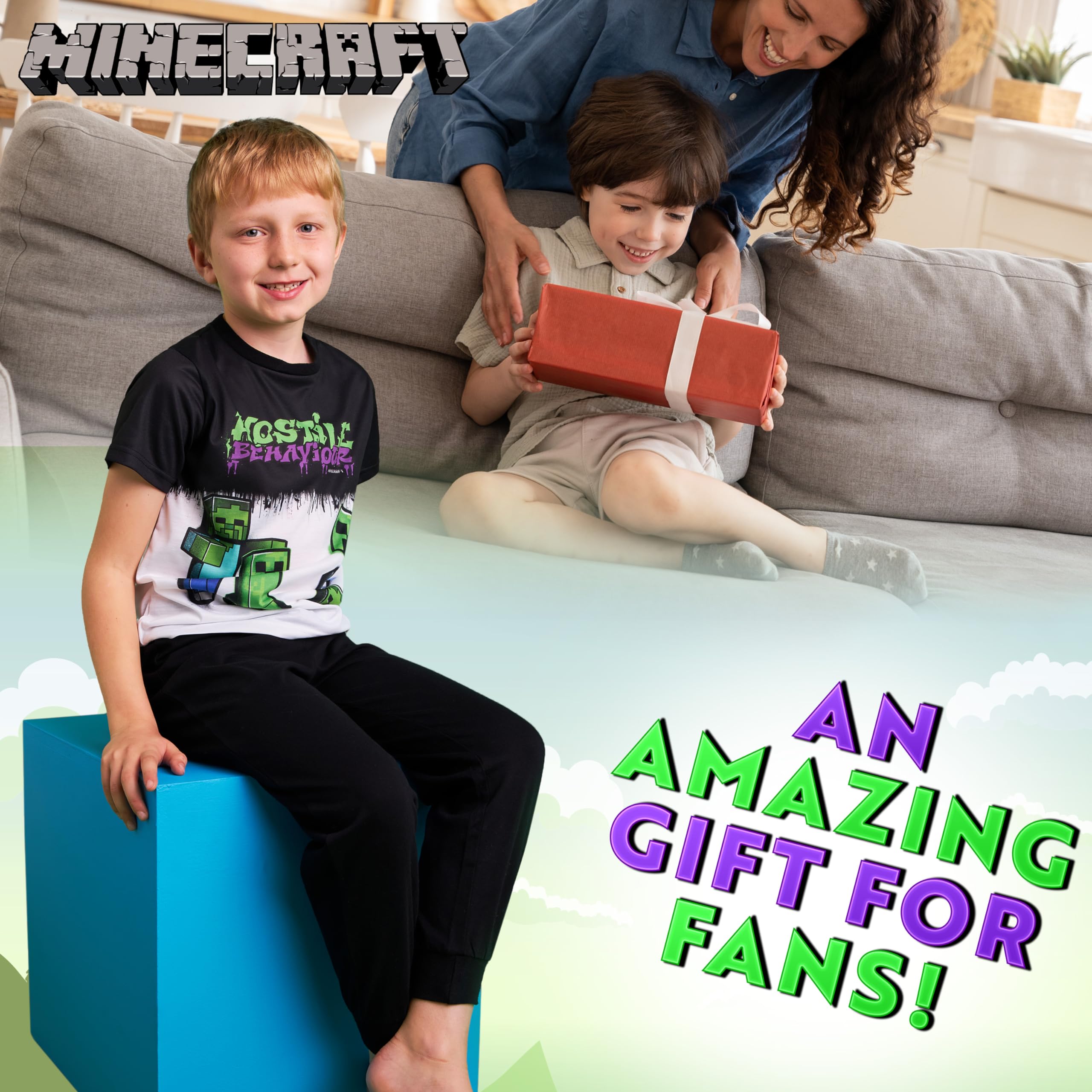 Foto 3 pulgar | Conjunto De Pijama Minecraft Para Niños De 5 A 14 Años, Color Blanco Y Negro - Venta Internacional.