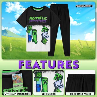 Foto 3 | Conjunto De Pijama Minecraft Para Niños De 5 A 14 Años, Color Blanco Y Negro - Venta Internacional.