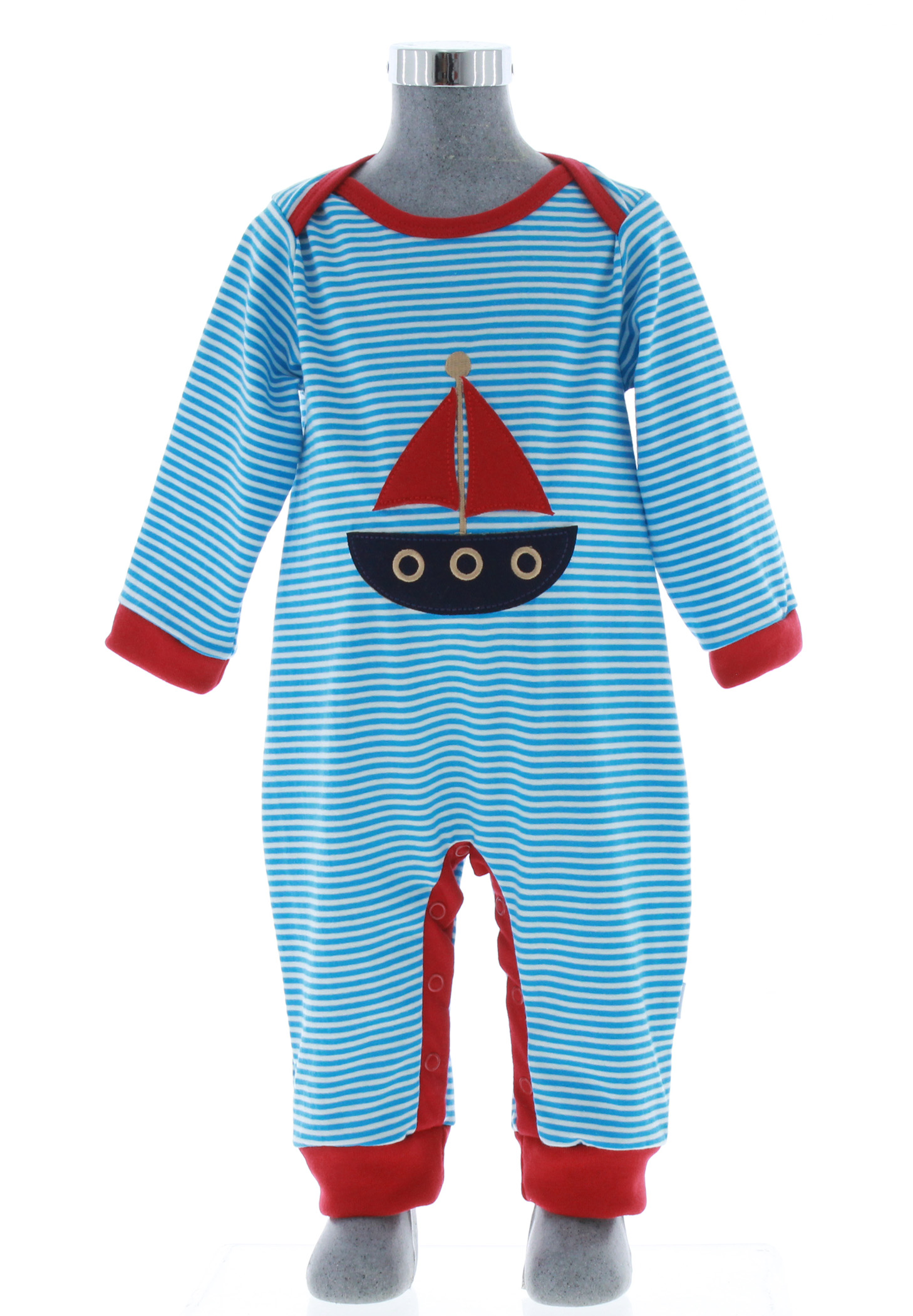 Foto 2 pulgar | Mameluco Para Niño Chicos Olé 3198 Azul Con Rayas Rojas