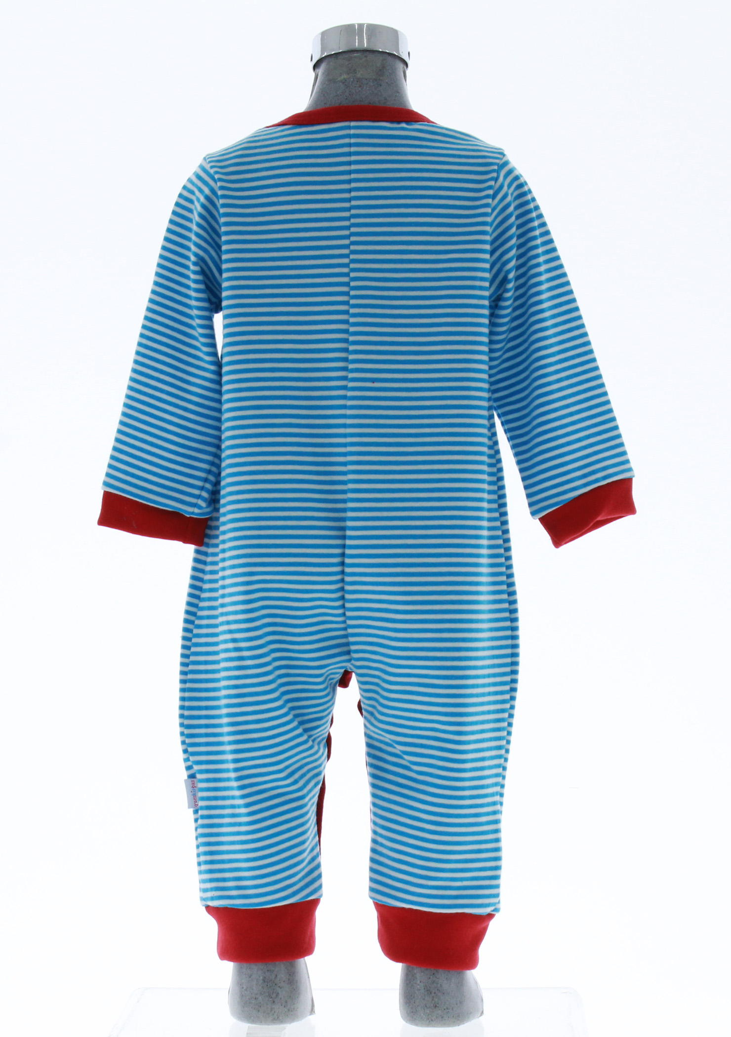 Foto 3 pulgar | Mameluco Para Niño Chicos Olé 3198 Azul Con Rayas Rojas