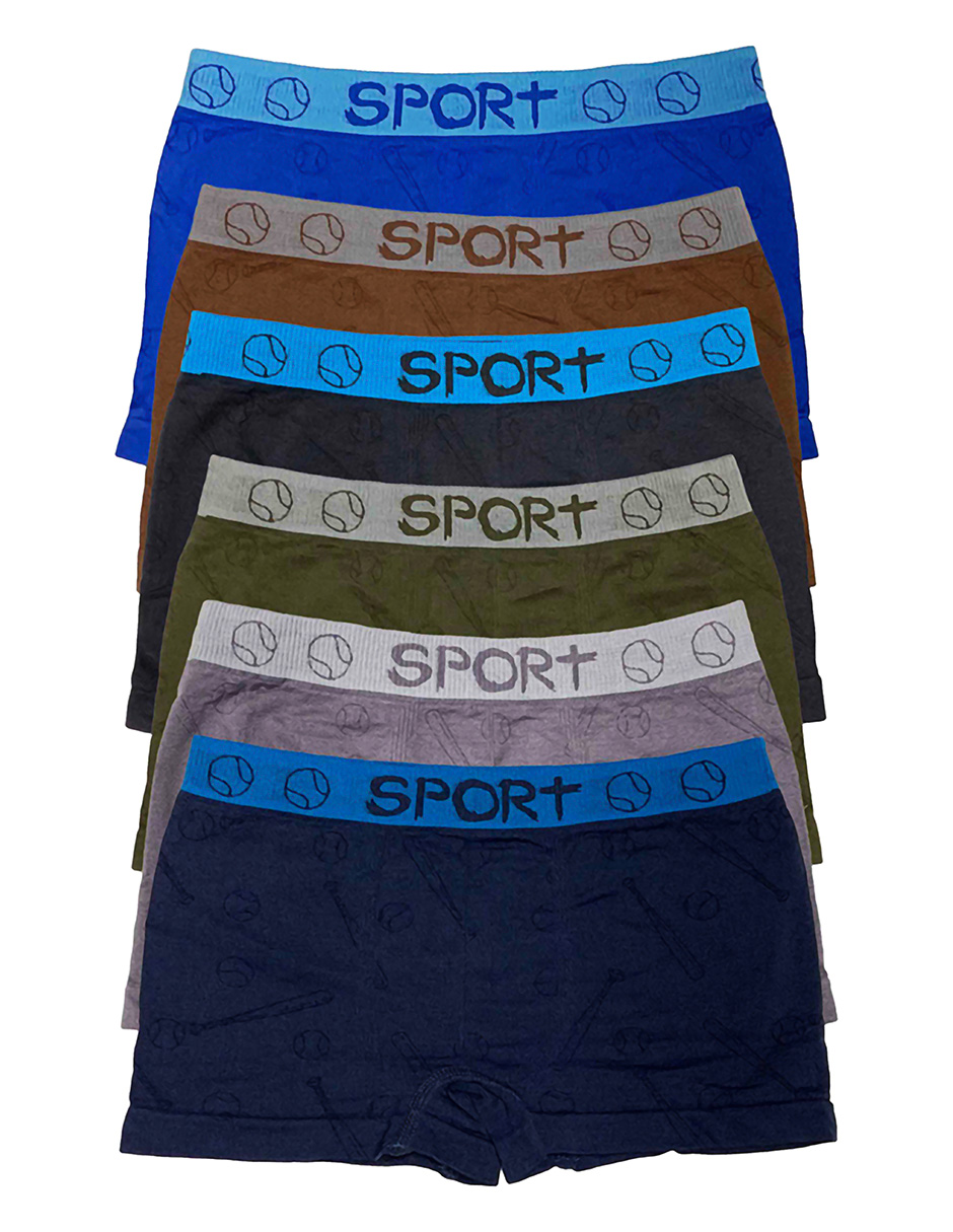 Foto 1 | Paquete 6 Bóxers Niño con Divertidos Diseños Teen Sport Multicolor