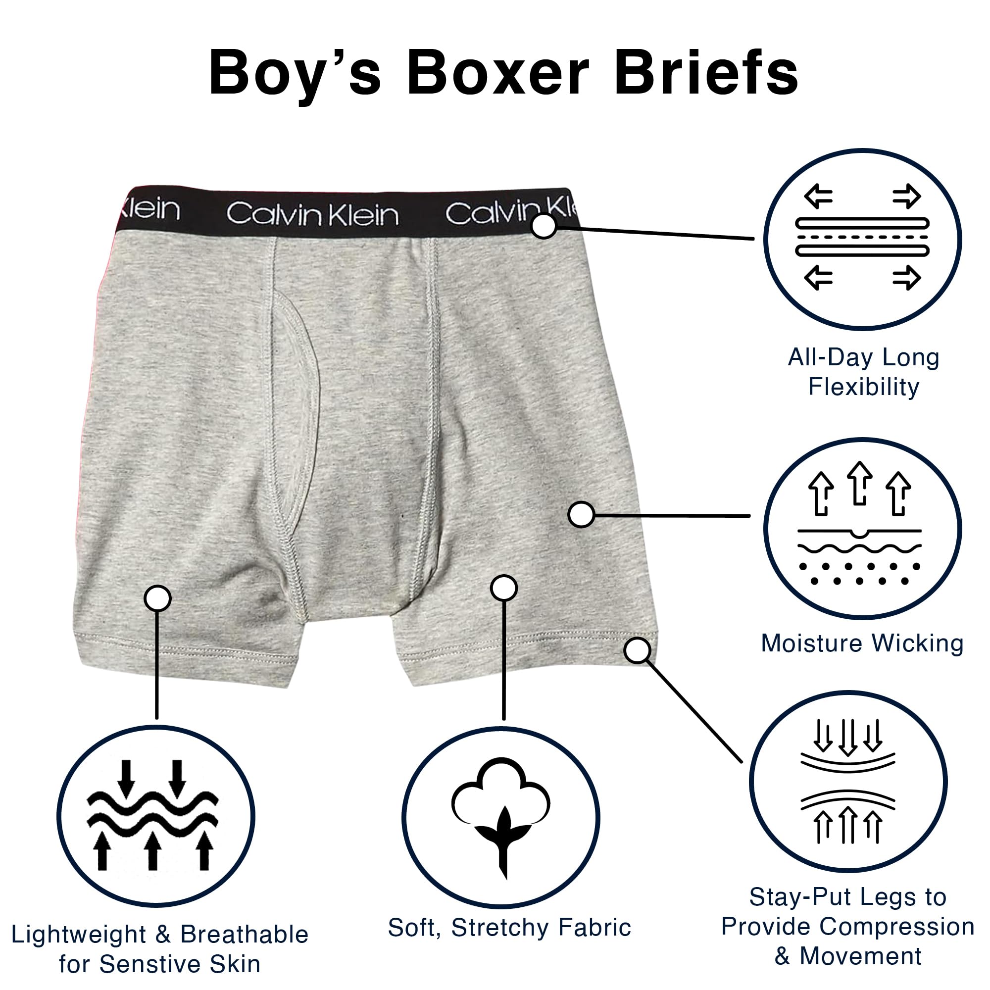 Foto 2 | Calzoncillos Tipo Bóxer Calvin Klein Little Modern De Algodón Para Niños, Paquete De 5 - Venta Internacional.