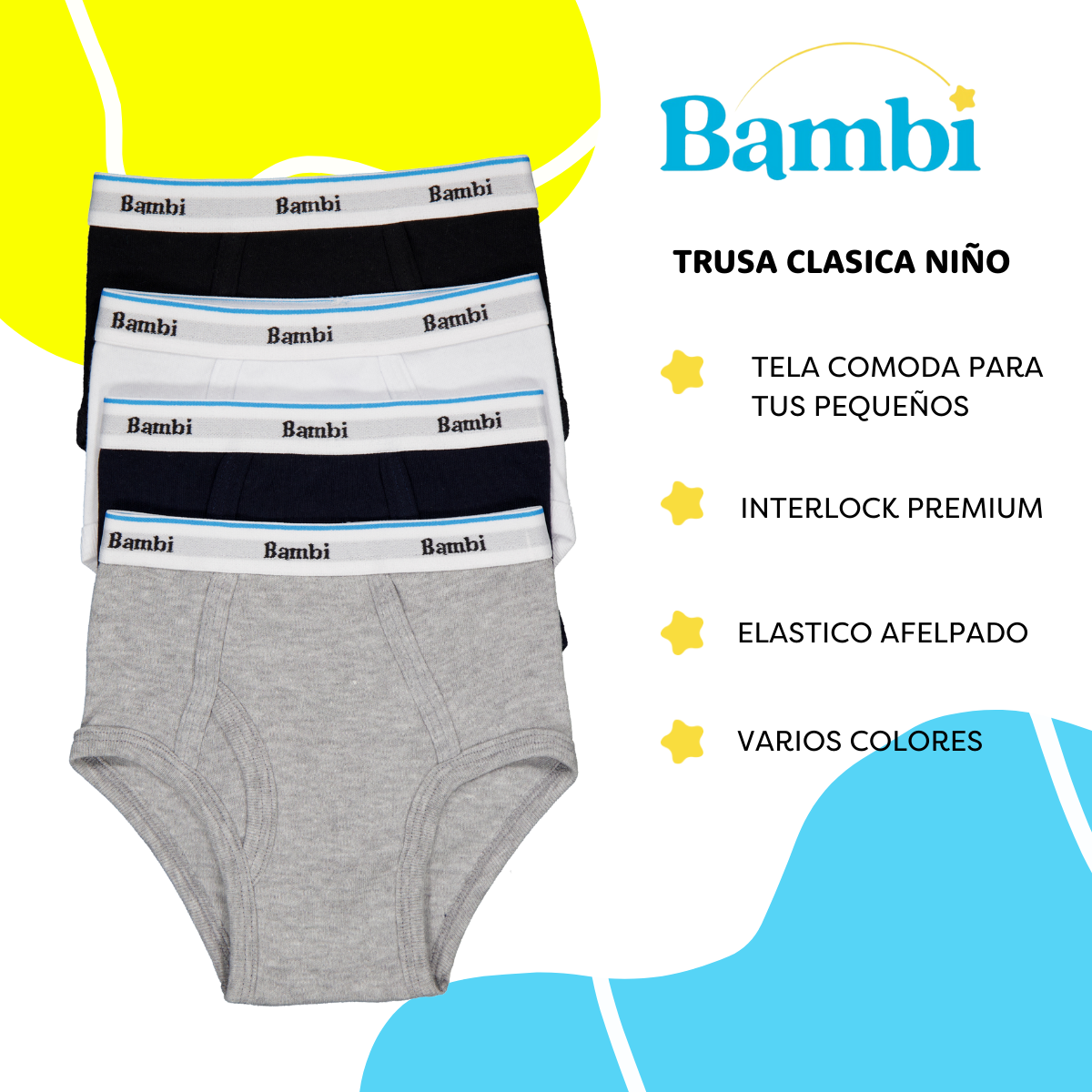 Foto 3 pulgar | Trusa Calzon Bambi Para Niño 3 Piezas Ropa Interior Blanco
