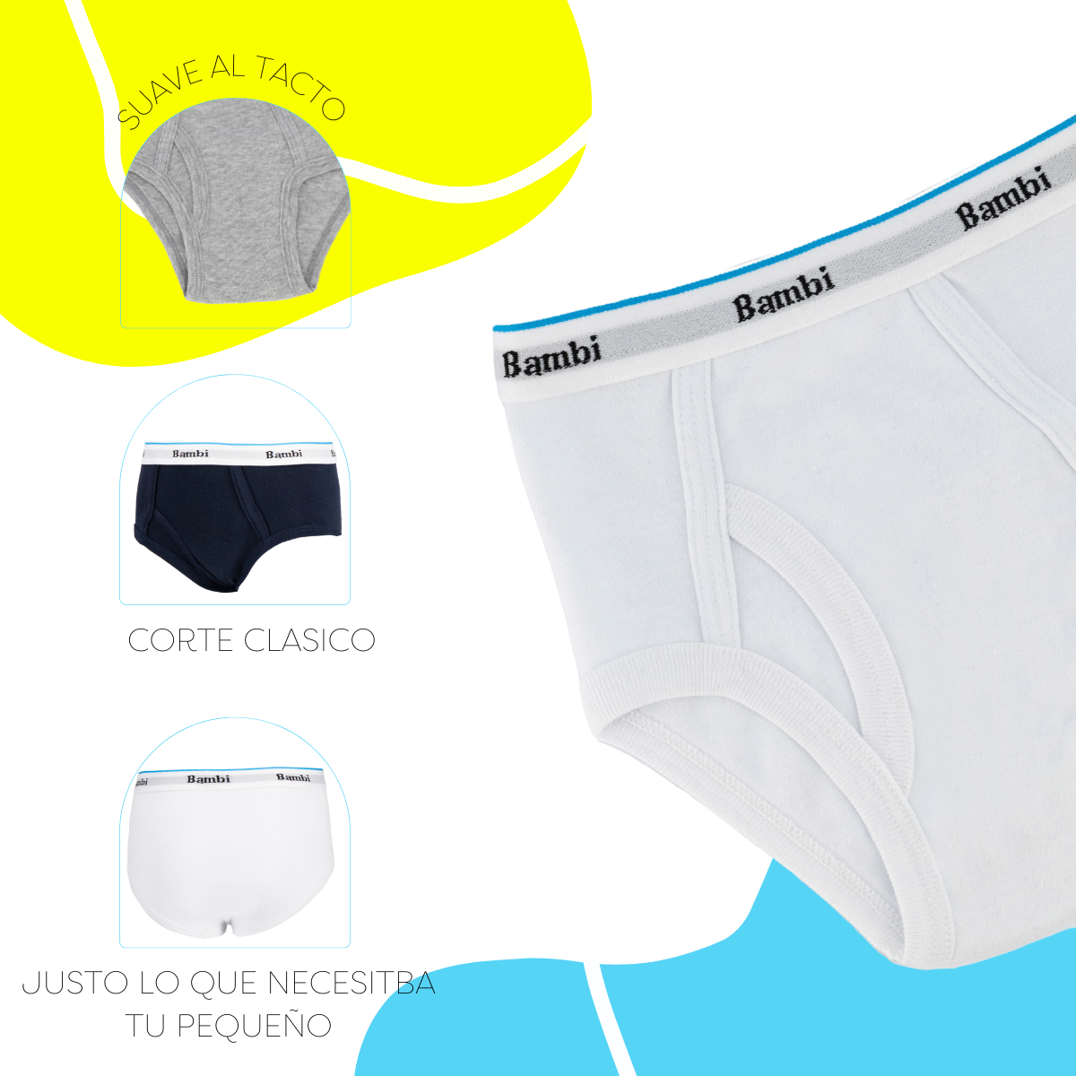 Foto 4 pulgar | Trusa Calzon Bambi Para Niño 3 Piezas Ropa Interior Blanco