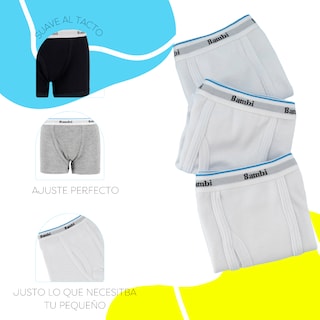 Foto 3 | Boxer Calzon Bambi Para Niño 3 Piezas Ropa Interior Blanco