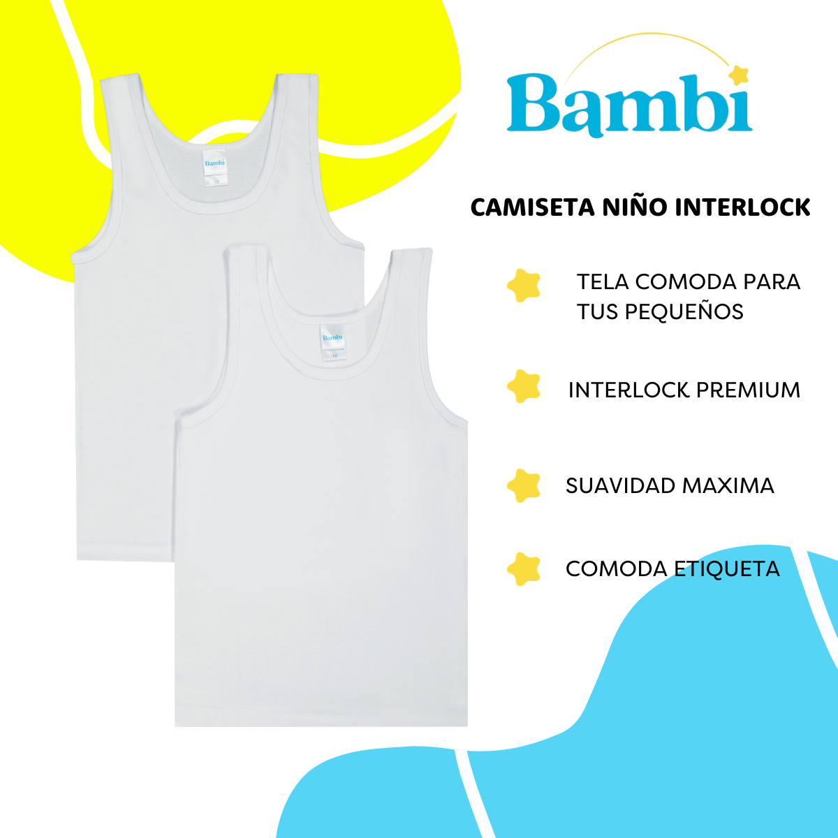 Foto 3 pulgar | Camiseta Bambi Cuello Redondo Sin Mangas 3 Piezas Blanco