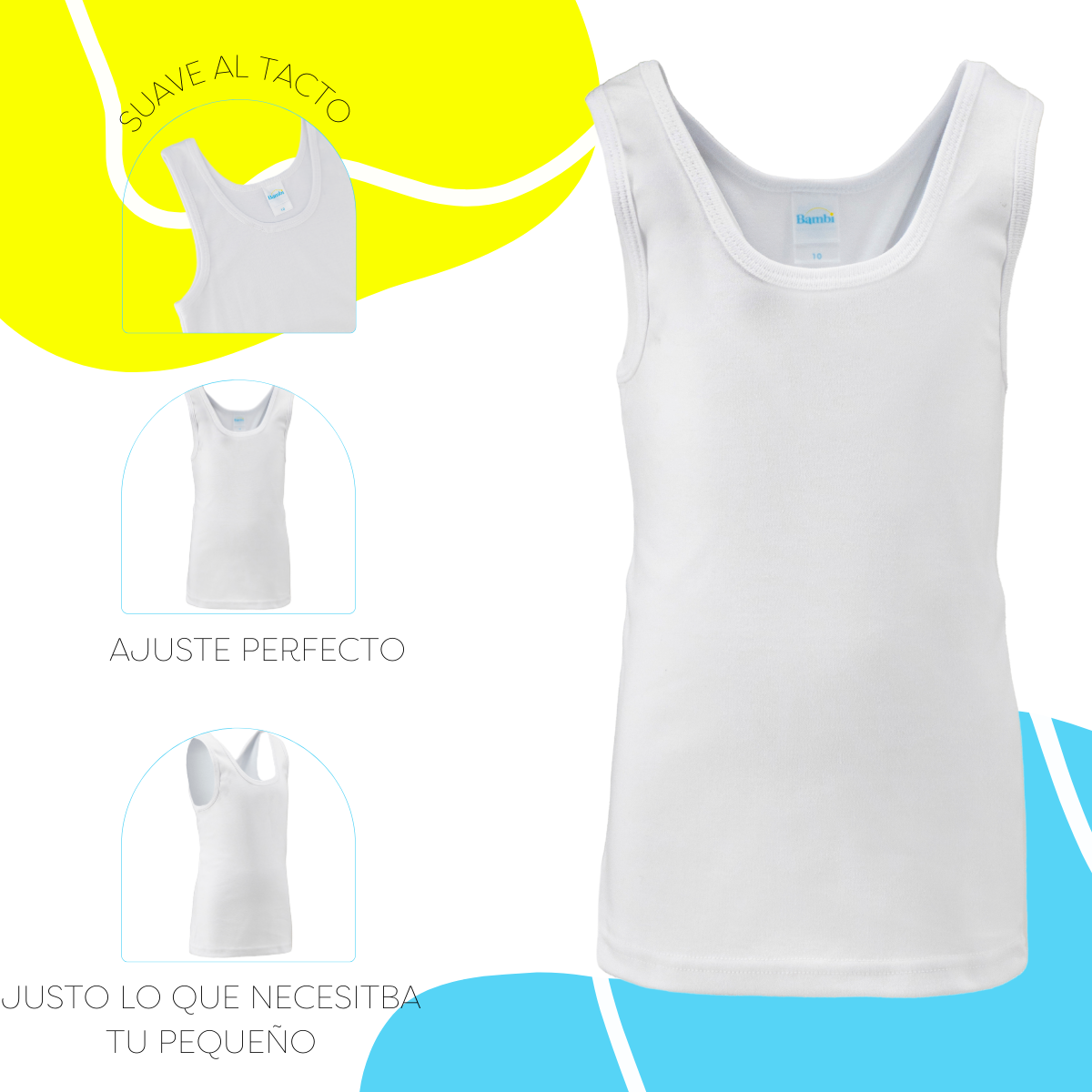 Foto 4 pulgar | Camiseta Bambi Cuello Redondo Sin Mangas 3 Piezas Blanco