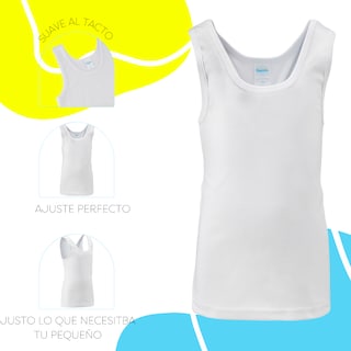 Foto 3 | Camiseta Bambi Cuello Redondo Sin Mangas 3 Piezas Blanco