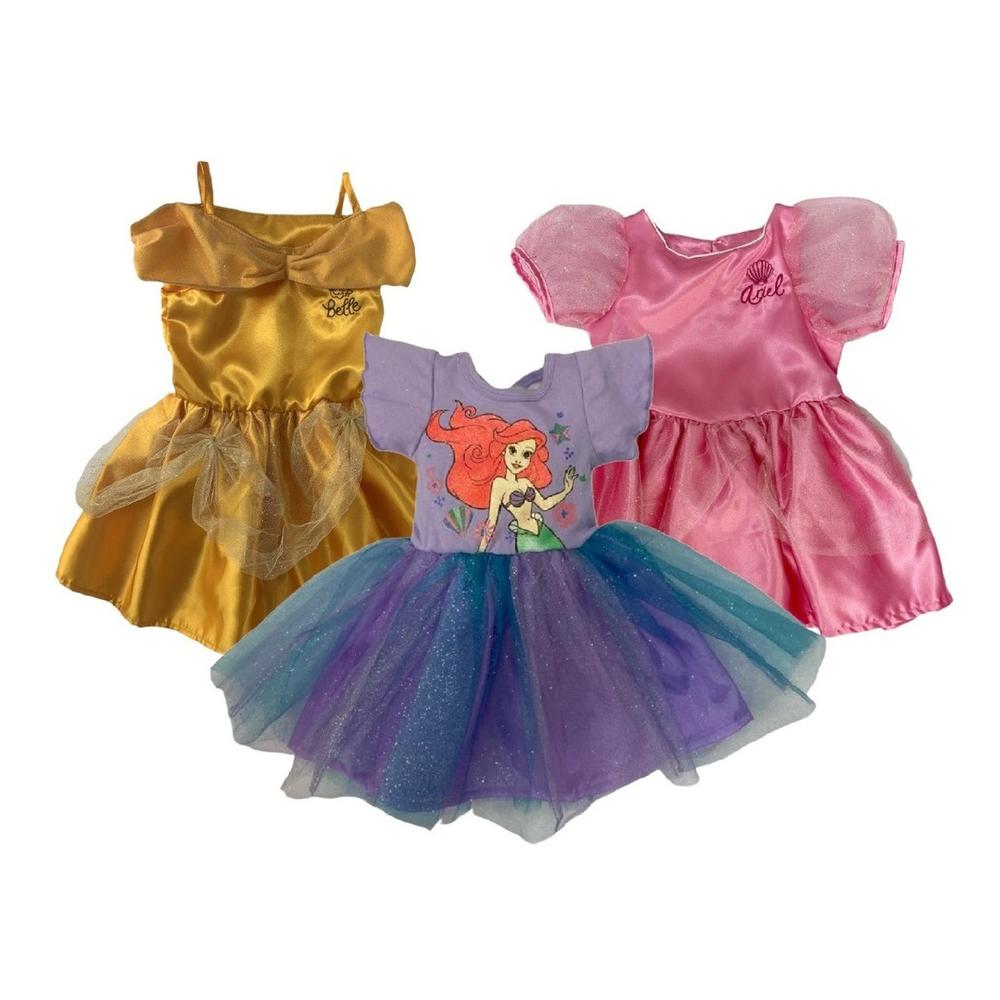 Foto 2 pulgar | Kit 3 Vestidos Disney Princesas Multicolor Bella/ Sirenita/ Ariel