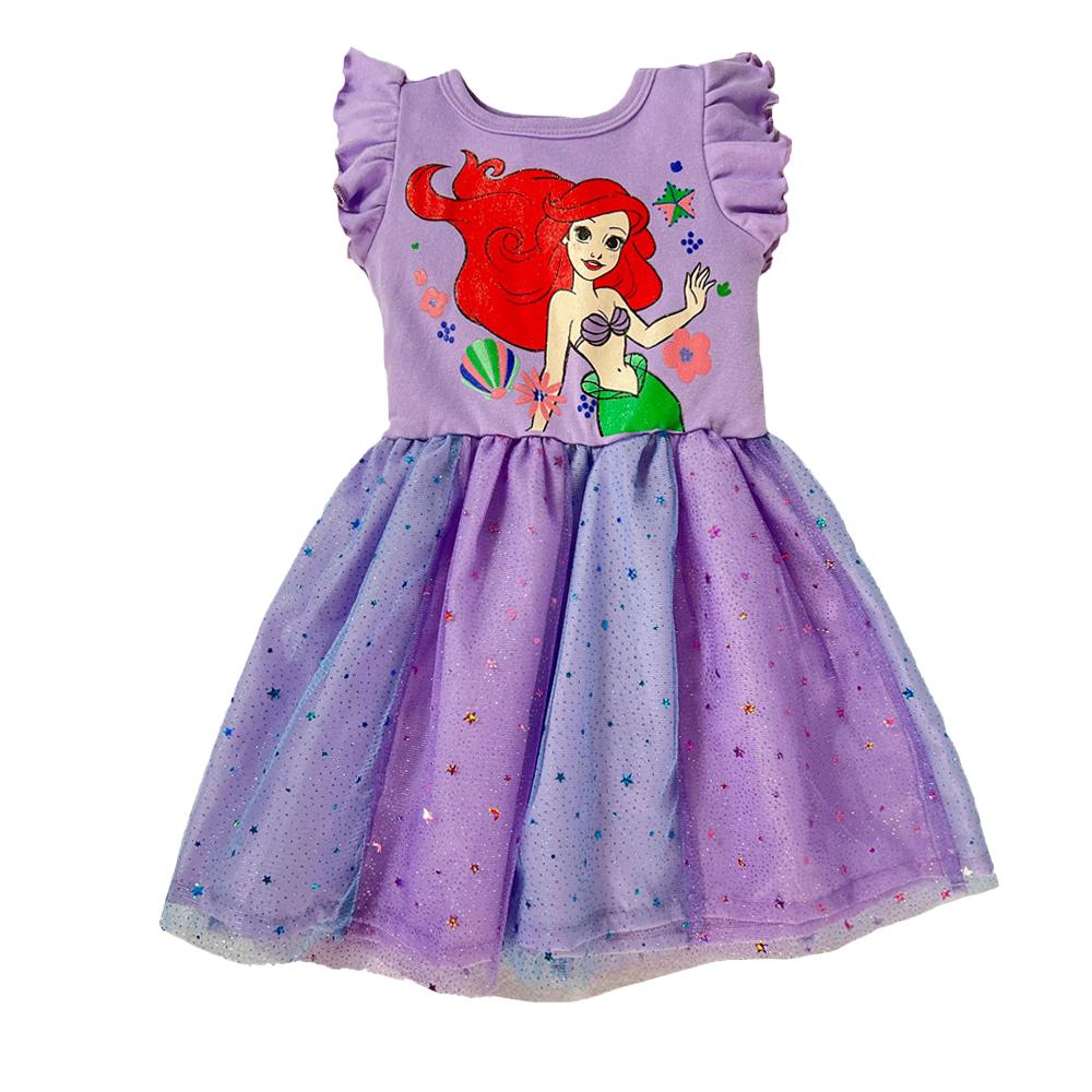 Foto 2 pulgar | Vestido para Niña Estampado Disney Princess Ariel Lila