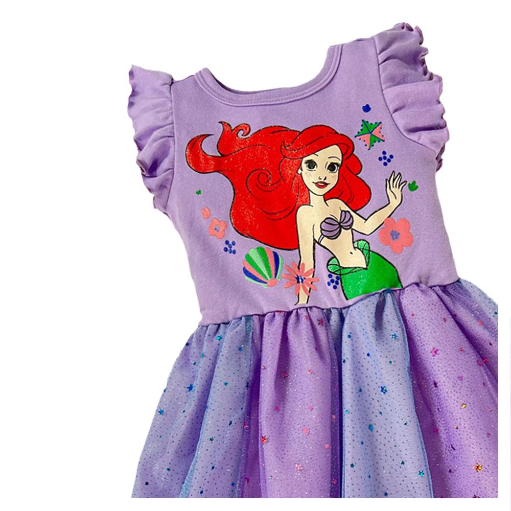 Foto 3 pulgar | Vestido para Niña Estampado Disney Princess Ariel Lila