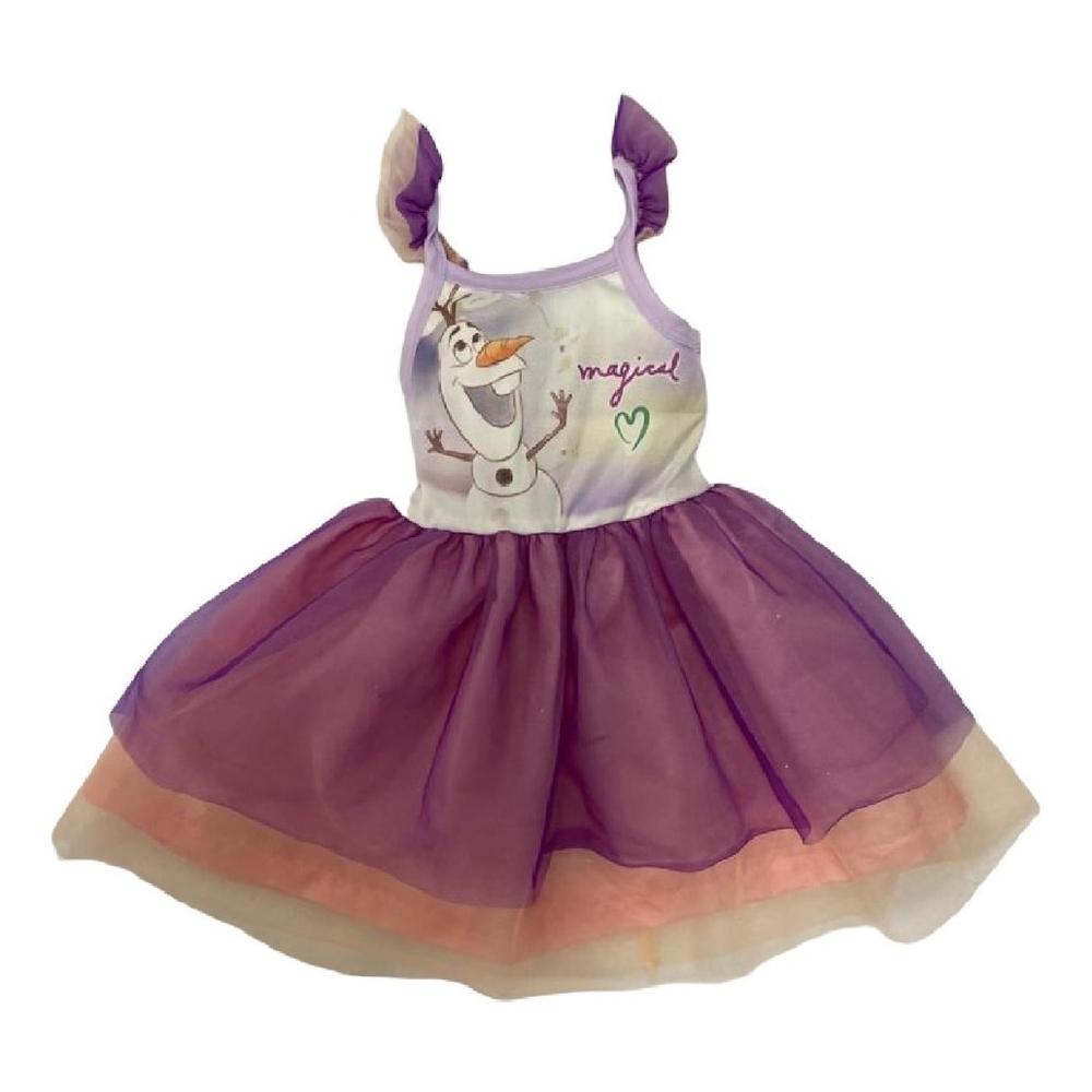 Foto 2 pulgar | Vestido Estampado Tirantes Disney Olaf Púrpura
