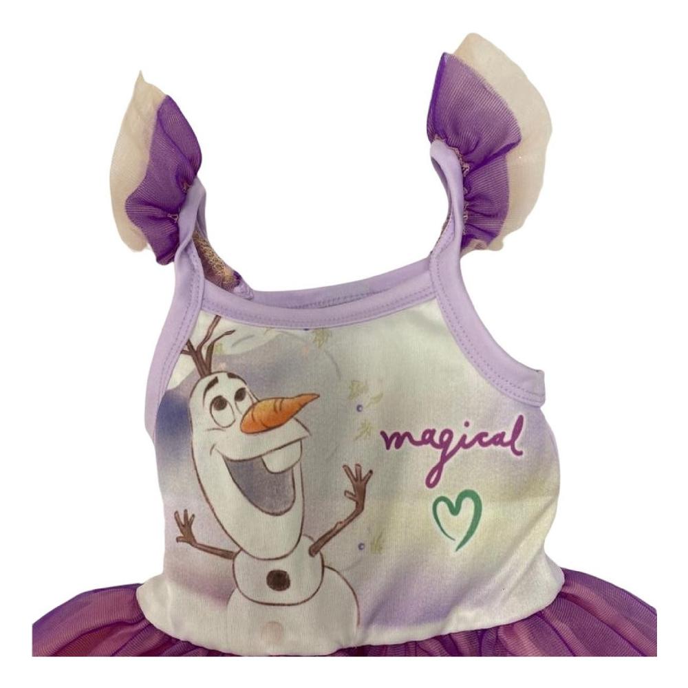 Foto 3 pulgar | Vestido Estampado Tirantes Disney Olaf Púrpura