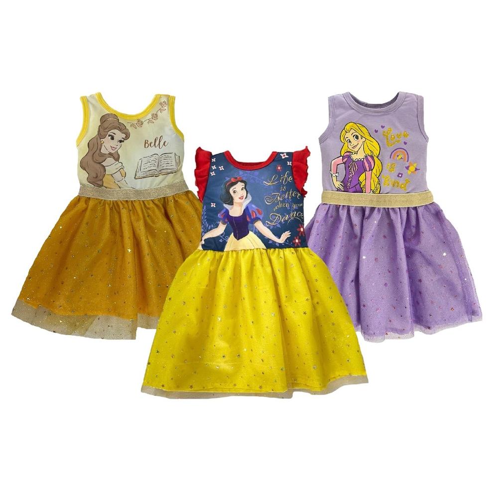 Kit 3 Vestidos Disney Princesas Bella/ Blancanieves/ Rapunzel Multicolor