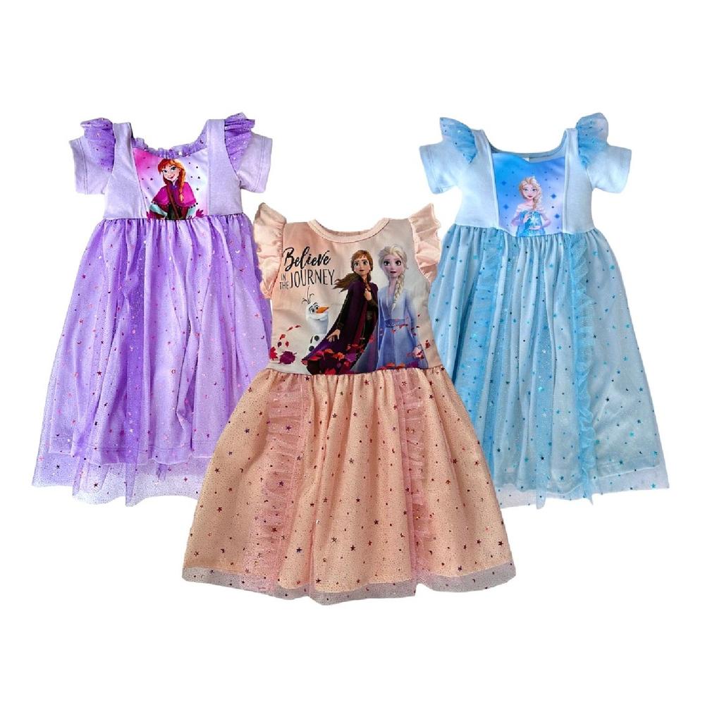 Kit 3 Vestidos Frozen Multicolor