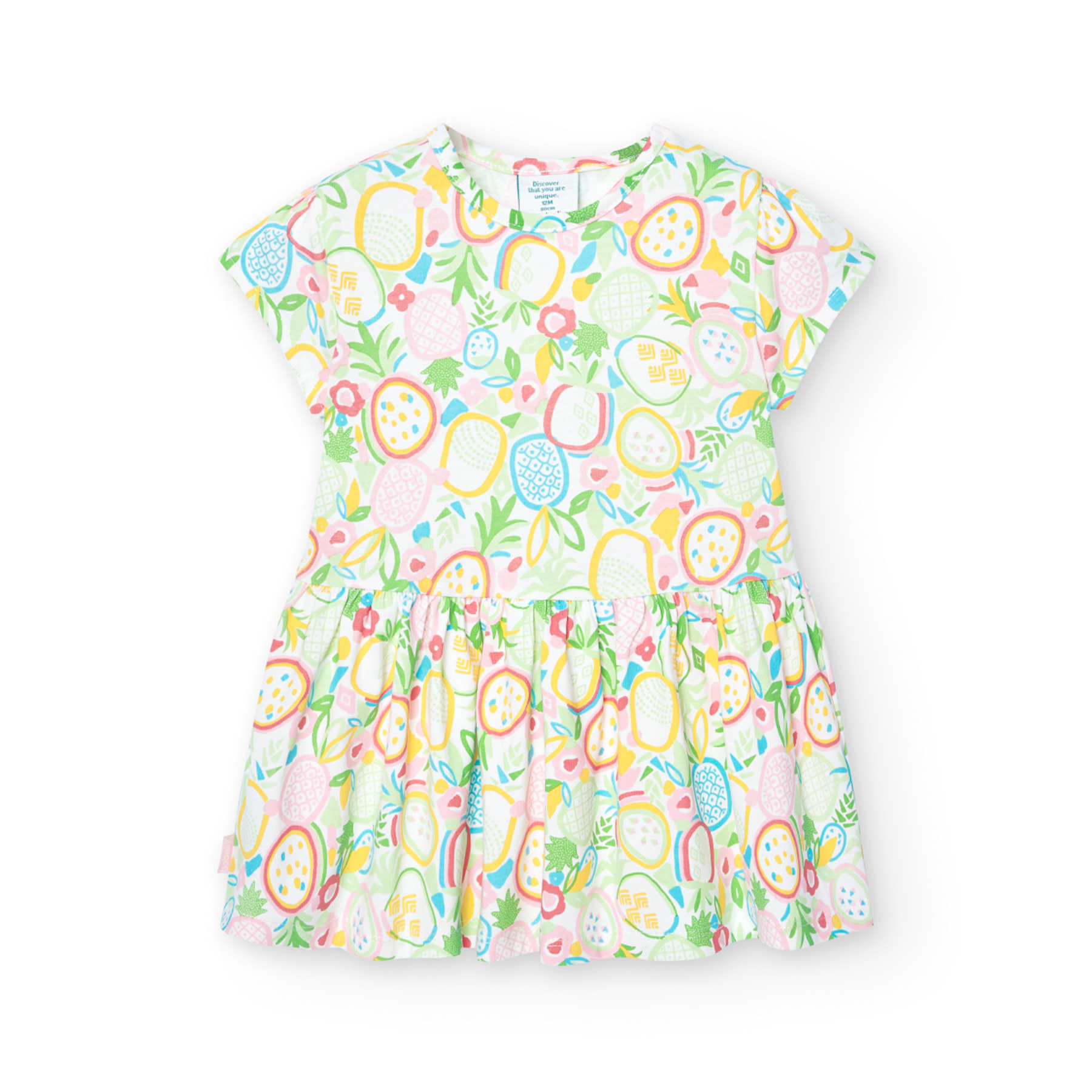 Vestido de Punto Boboli Elástico Estampado Frutas