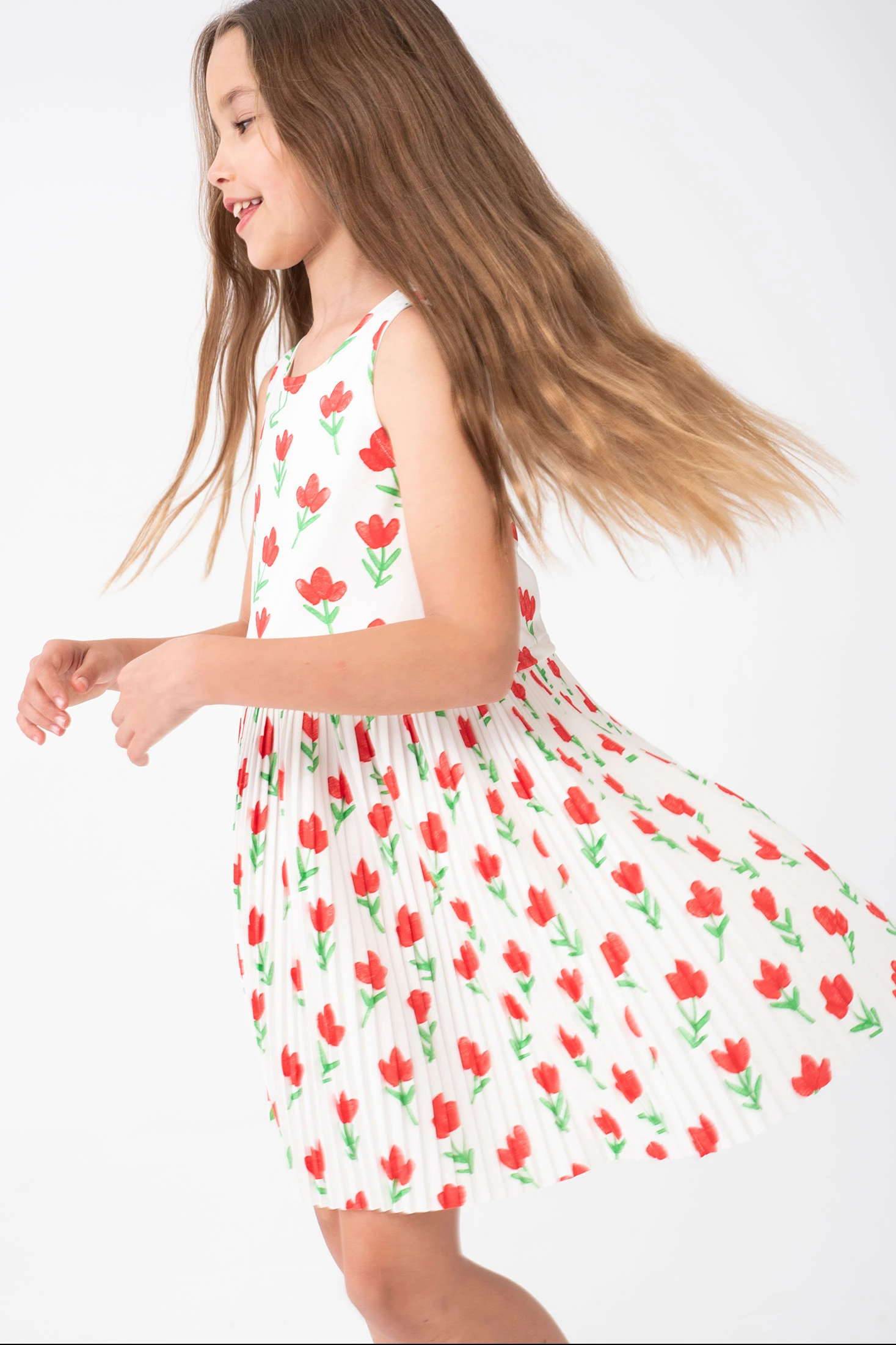 Foto 6 | Vestido de Punto Boboli Blanco Plisado Estampado de Flores para Niña