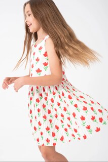 Foto 6 | Vestido de Punto Boboli Blanco Plisado Estampado de Flores para Niña