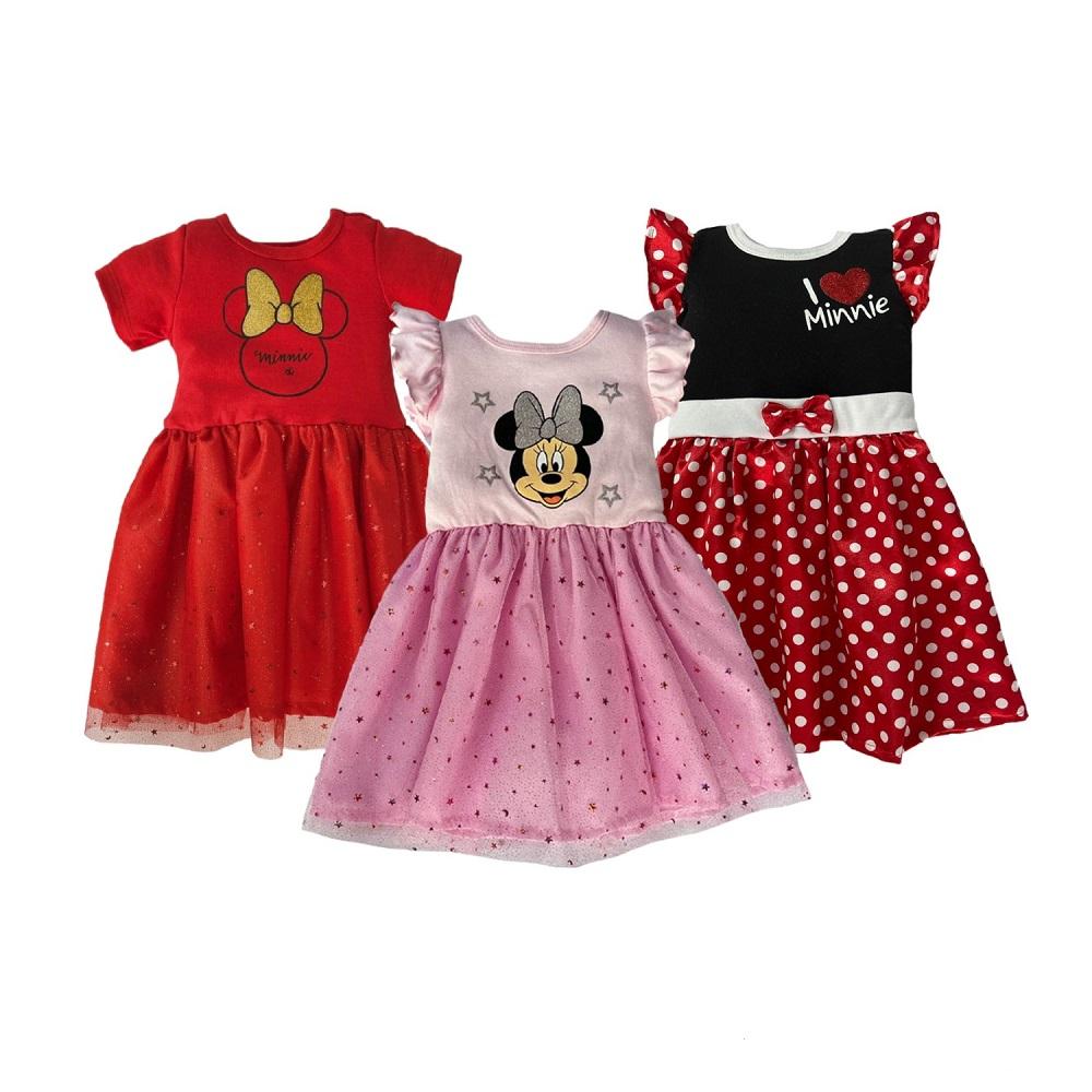 Foto 2 pulgar | Kit 3 Vestidos Disney Minnie Rojo/Rosa/Negro