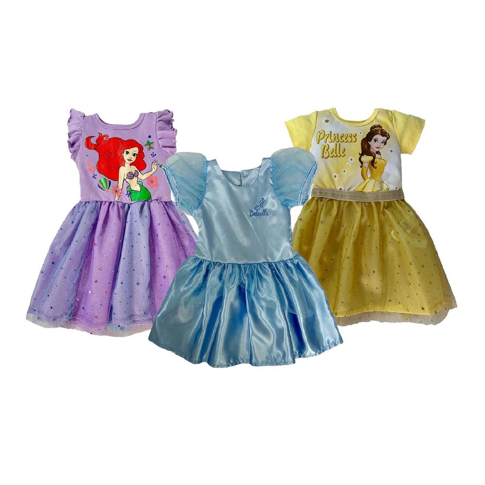 Foto 2 pulgar | Kit 3 Vestidos Disney Multicolor Ariel/ Cenicienta/ Bella