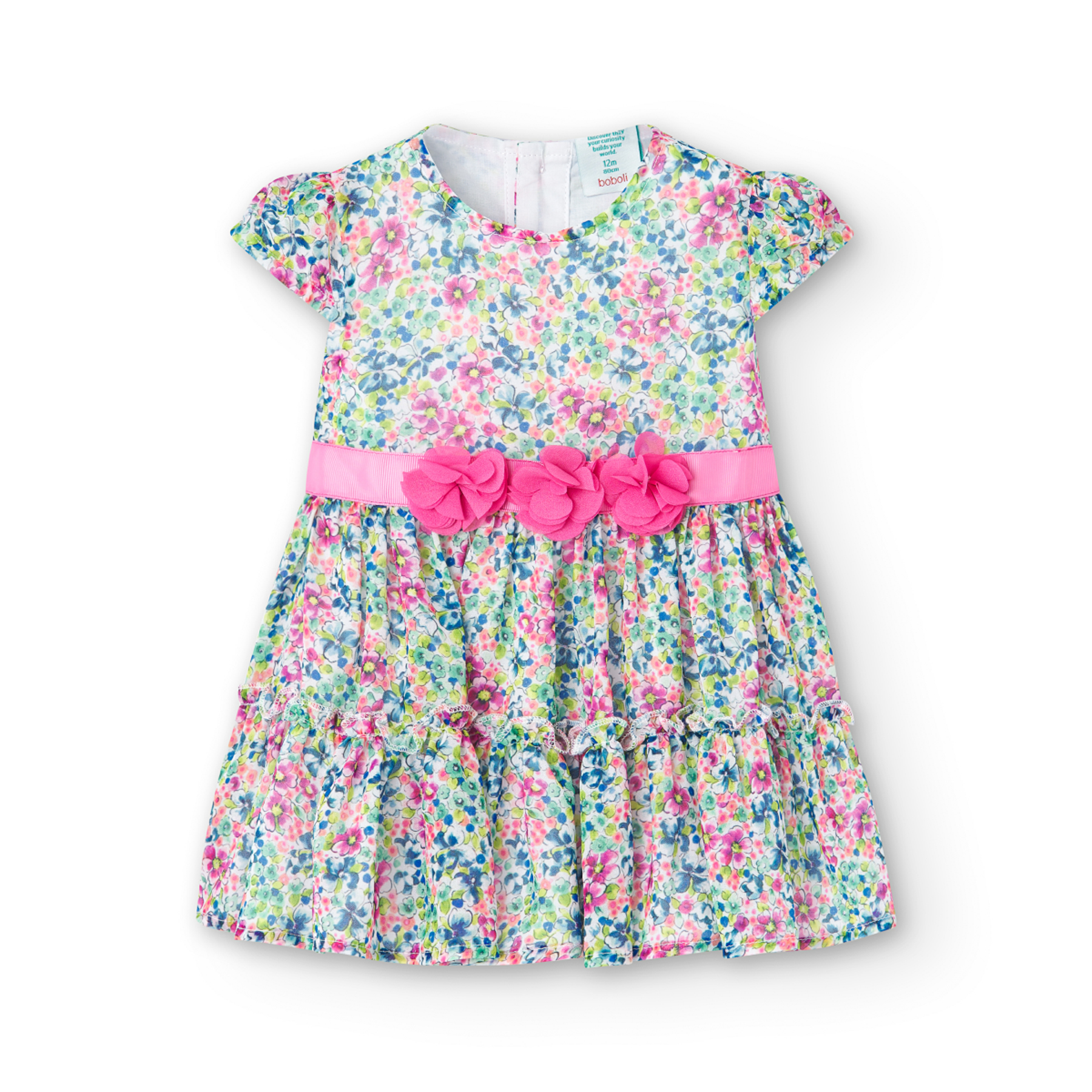 Foto 2 pulgar | Vestido De Gasa Con Estampado Floral Boboli para Niña