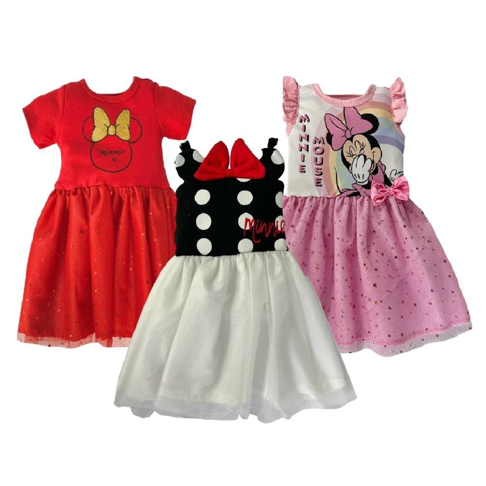 Foto 2 pulgar | Kit 3 Vestidos Disney Minnie Rojo, Blanco, Rosa Multicolor