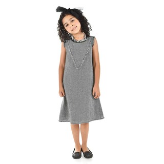 Foto 1 | Vestido De Niña Con Ribete Roman Fashion /kids, 34639 (gris Obscuro) Gris