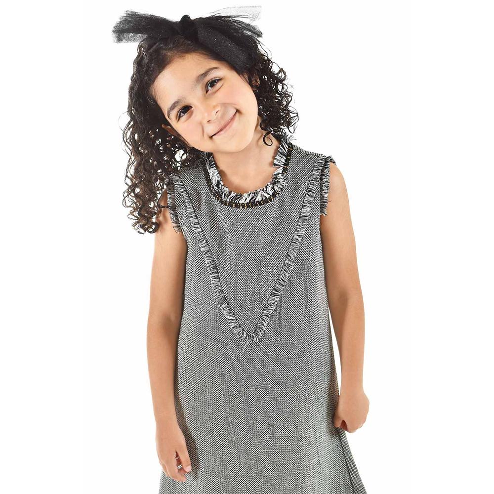 Foto 6 pulgar | Vestido De Niña Con Ribete Roman Fashion /kids, 34639 (gris Obscuro) Gris