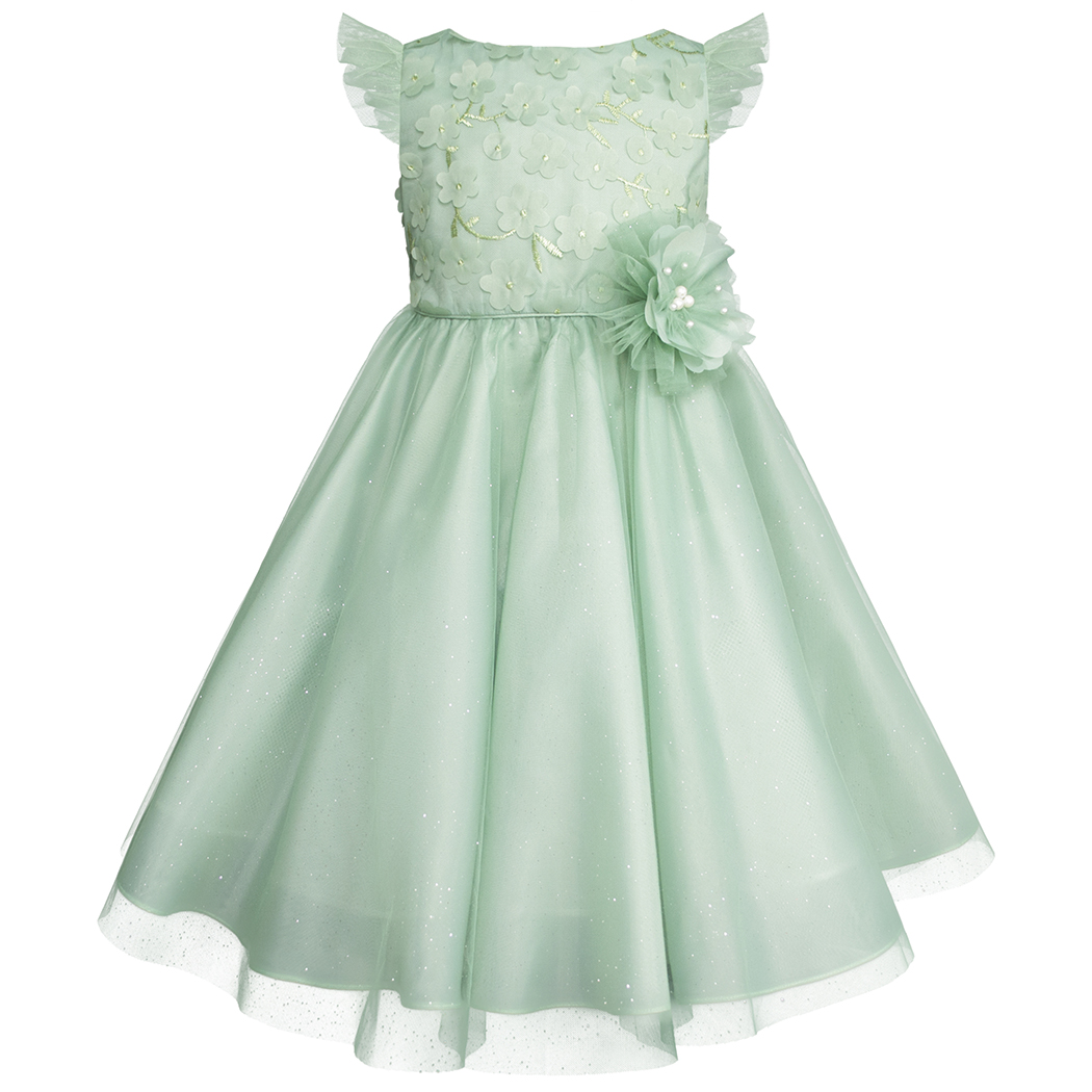 Foto 2 pulgar | Vestido De Fiesta Verde Pastel Con Flores Para Niñas Gerat