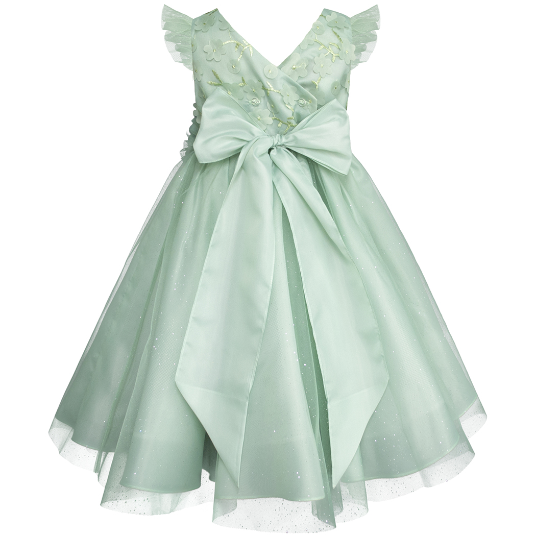 Foto 3 pulgar | Vestido De Fiesta Verde Pastel Con Flores Para Niñas Gerat