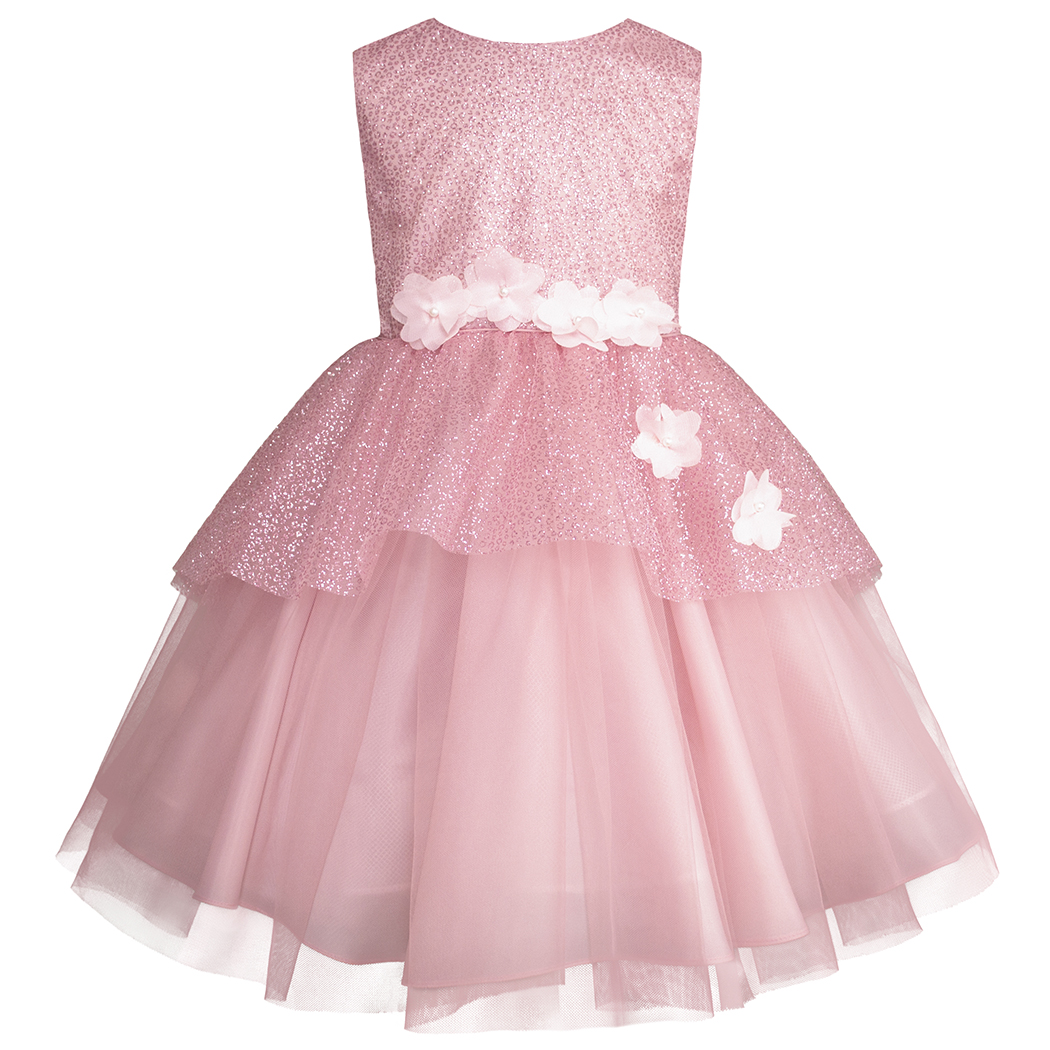 Foto 1 | Vestido De Fiesta Rosa Palo Con Brillos Y Flores 3d Para Niñas Gerat