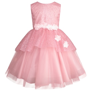 Foto 1 | Vestido De Fiesta Rosa Palo Con Brillos Y Flores 3d Para Niñas Gerat