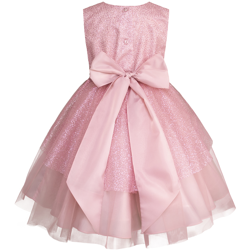 Foto 3 pulgar | Vestido De Fiesta Rosa Palo Con Brillos Y Flores 3d Para Niñas Gerat
