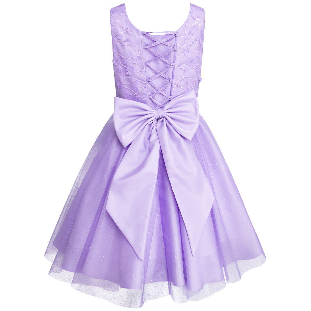 Foto 3 pulgar | Vestido Lila De Tul Brillante Con Detalles Florales Para Jovencitas Gerat