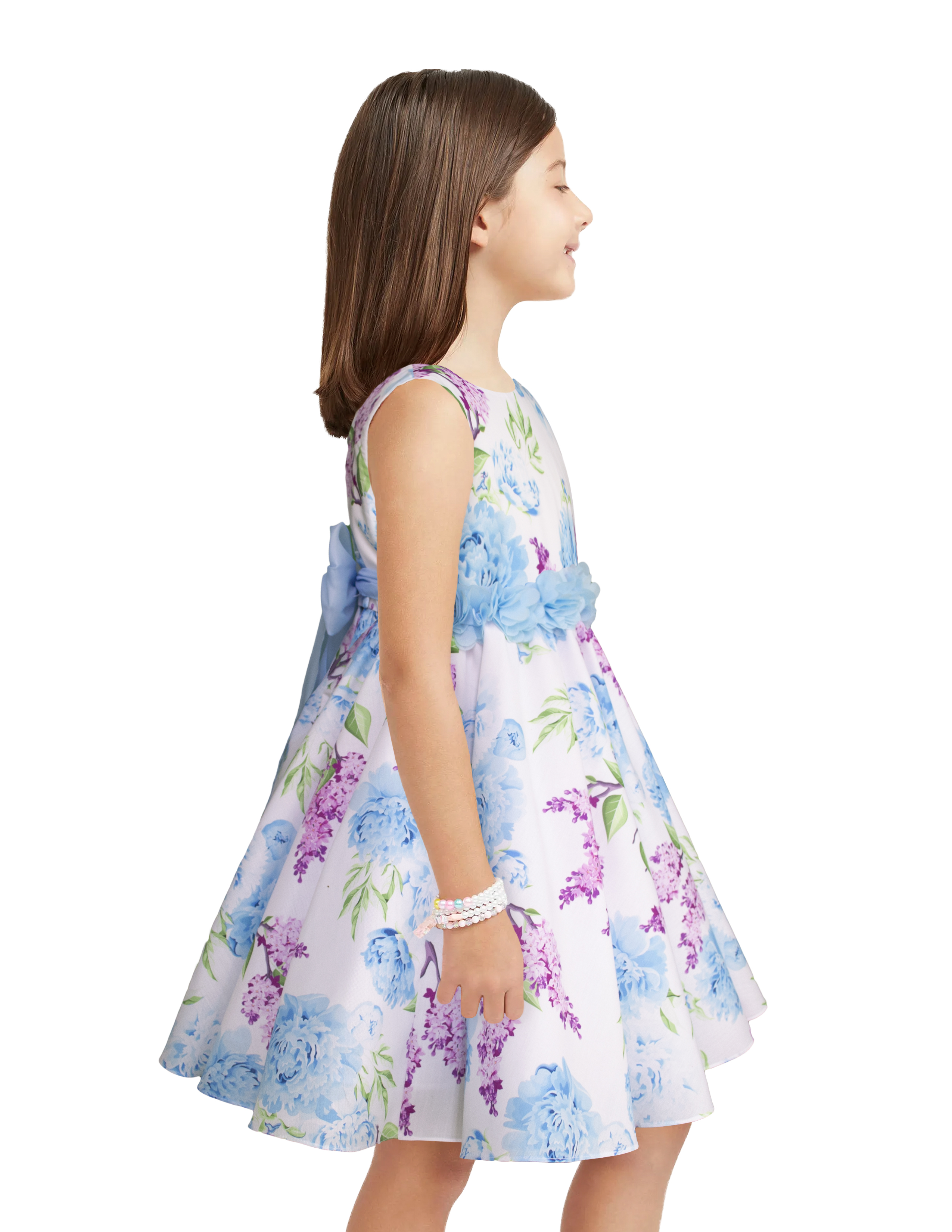 Vestido Floral Azul Y Lila Para Niñas Gerat