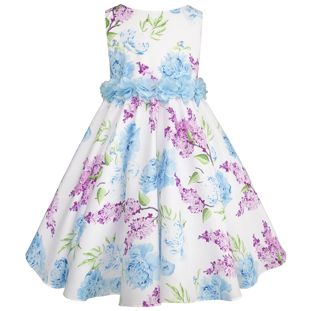 Foto 3 pulgar | Vestido Floral Azul Y Lila Para Niñas Gerat