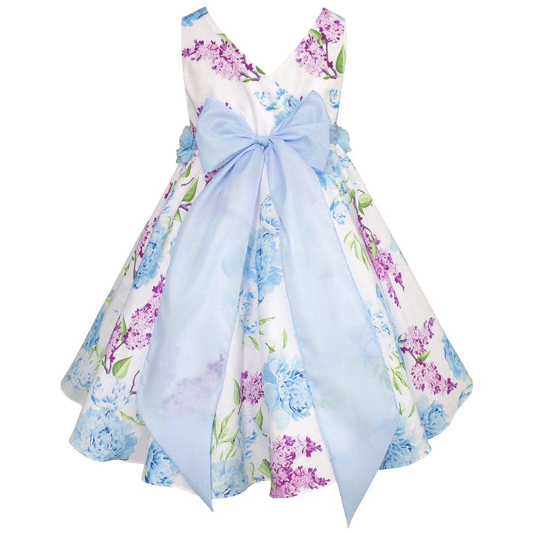 Foto 4 pulgar | Vestido Floral Azul Y Lila Para Niñas Gerat