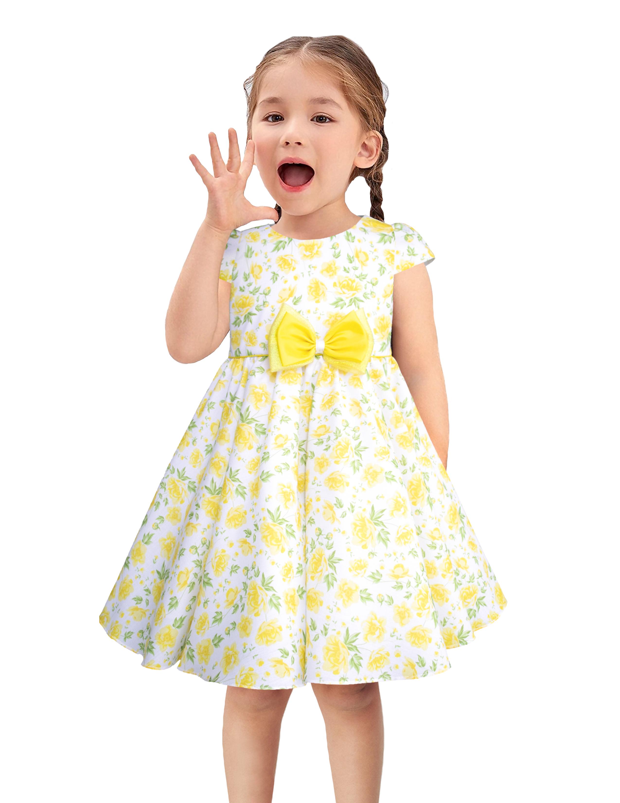 Vestido Floral Amarillo Para Niñas Pequeñas Gerat