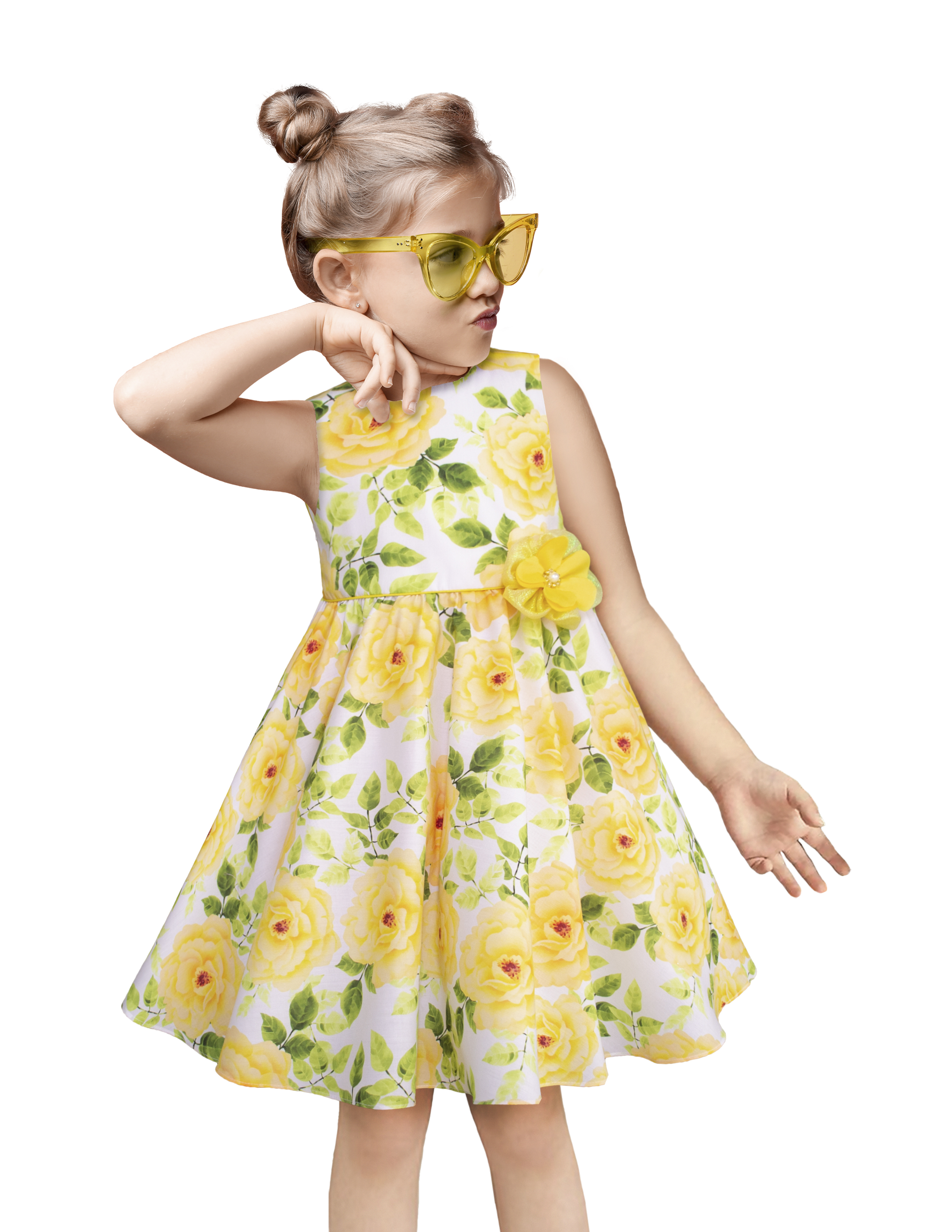 Vestido Floral Amarillo Para Niñas Gerat