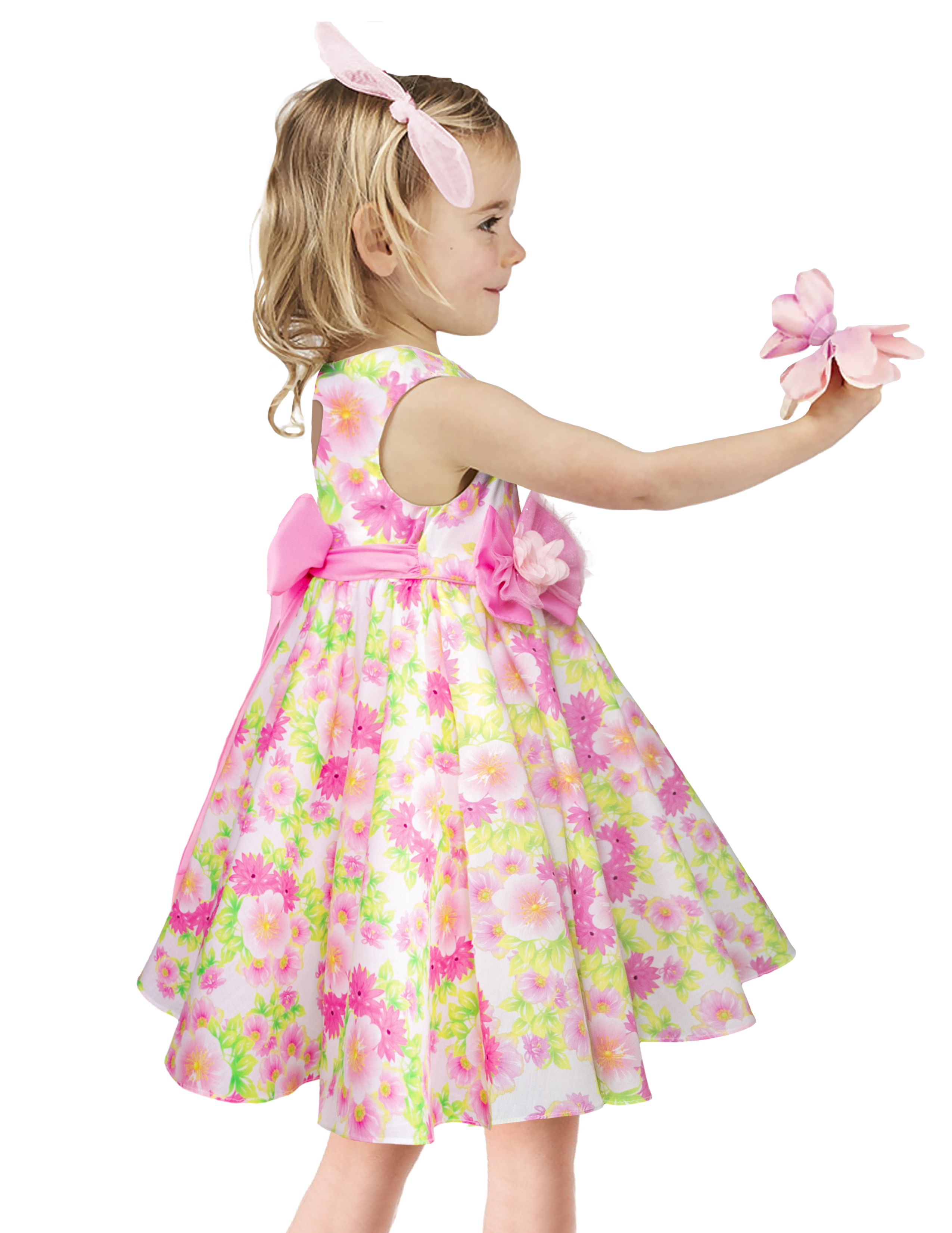 Vestido Floral Rosa Para Niñas Pequeñas Gerat