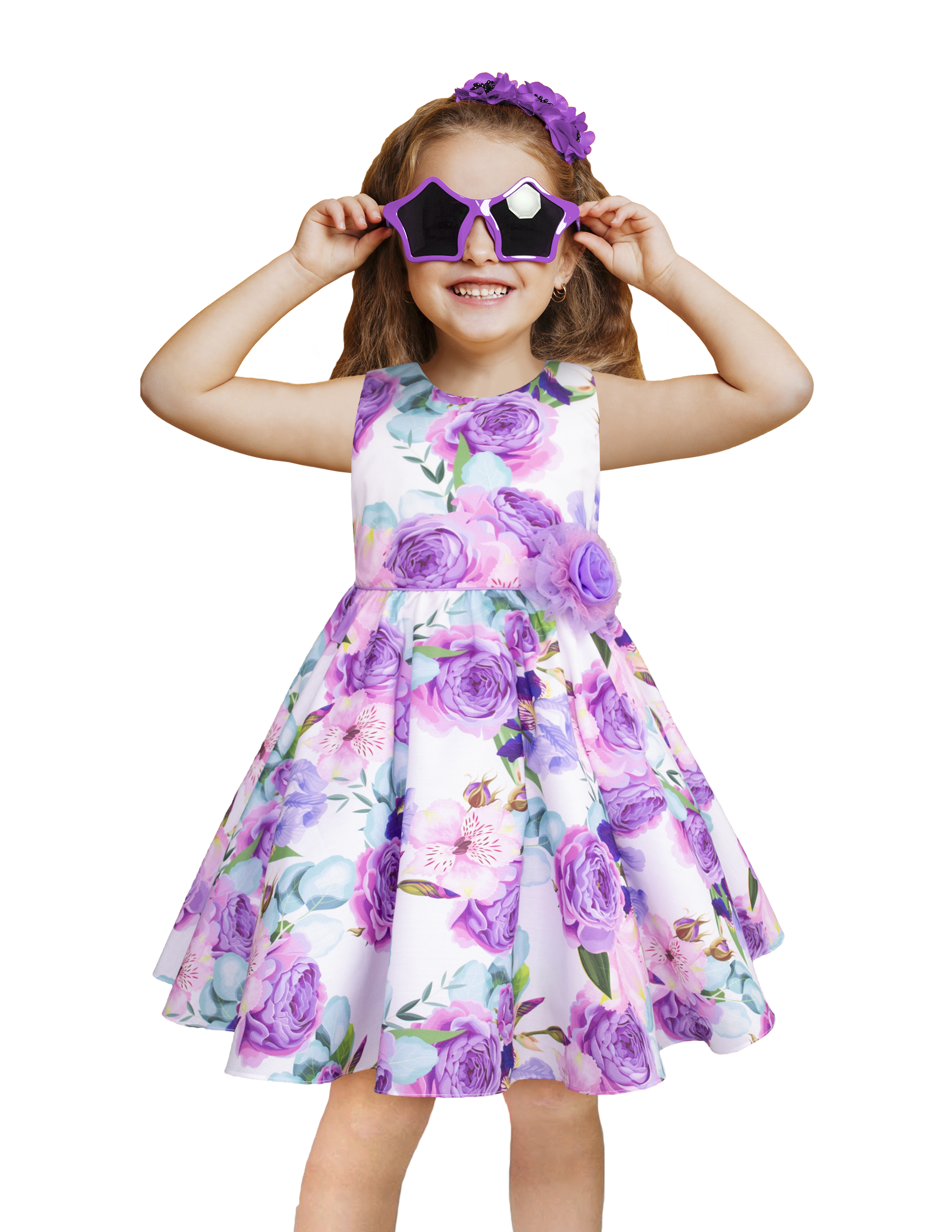 Vestido De Flores Lila Para Niñas Gerat