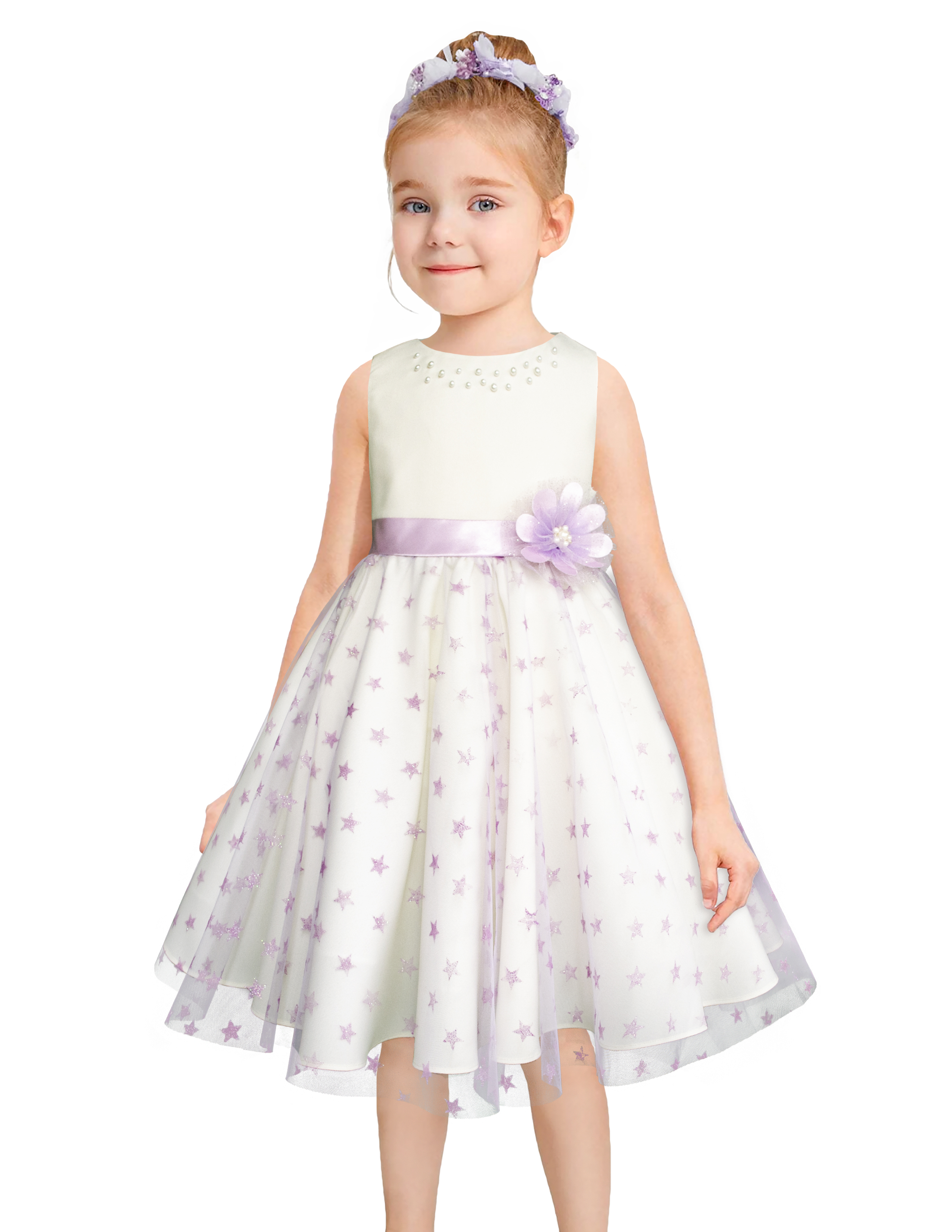 Vestido de Fiesta con Estrellas Gerat Lila para Niña