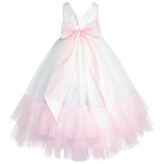 Foto 3 | Vestido De Fiesta Blanco Y Rosa Con Tul Y Flores Gerat